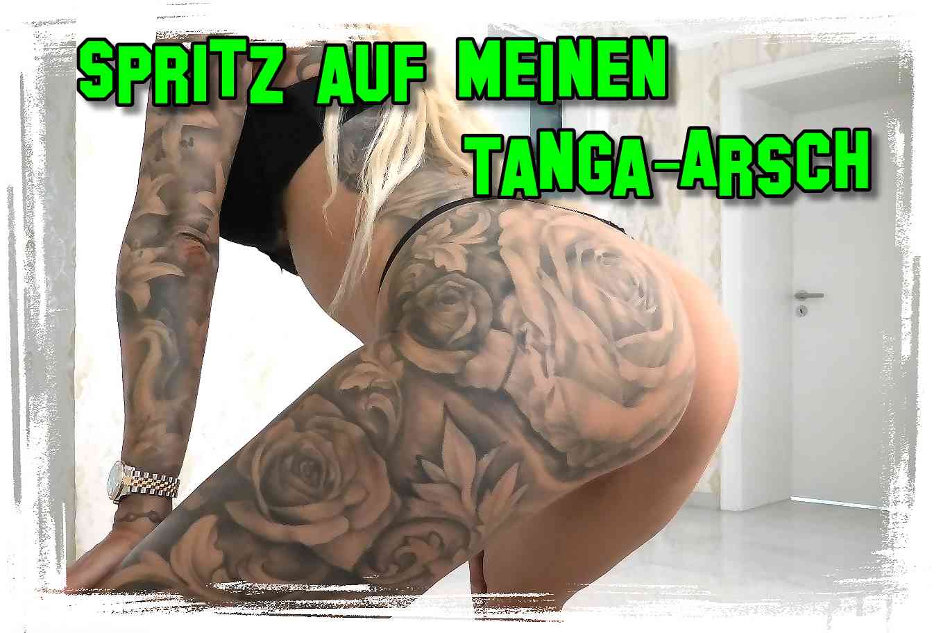 Spritz auf meinen Tanga-Arsch ! Shake ya Booty Shake ya Booty! 
Ich will, dass du geil auf meinen prallen Arsch bist!
Ich will auch, dass du ihn geil vollspritzt!
Nimm dein Rohr in die Hand und shake ihn so wie ich meinen Booty!