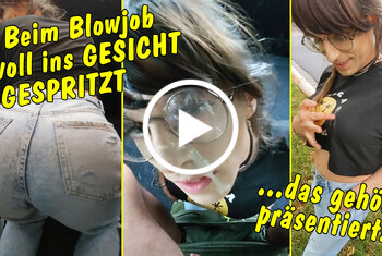 Beim Spontan-Blowjob voll ins Gesicht gespritzt! Das geh&ouml;rt stolz pr&auml;sentiert!! POV