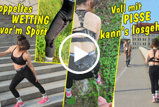 Doppeltes Wetting beim Sport! Voll mit Pisse kanns dann endlich losgehn! FULL CLIP! NUR HIER! ab 25 Brünett Gays Transen DWT Natursekt Nahaufnahme Outdoor Posing Wetlook Leggings 