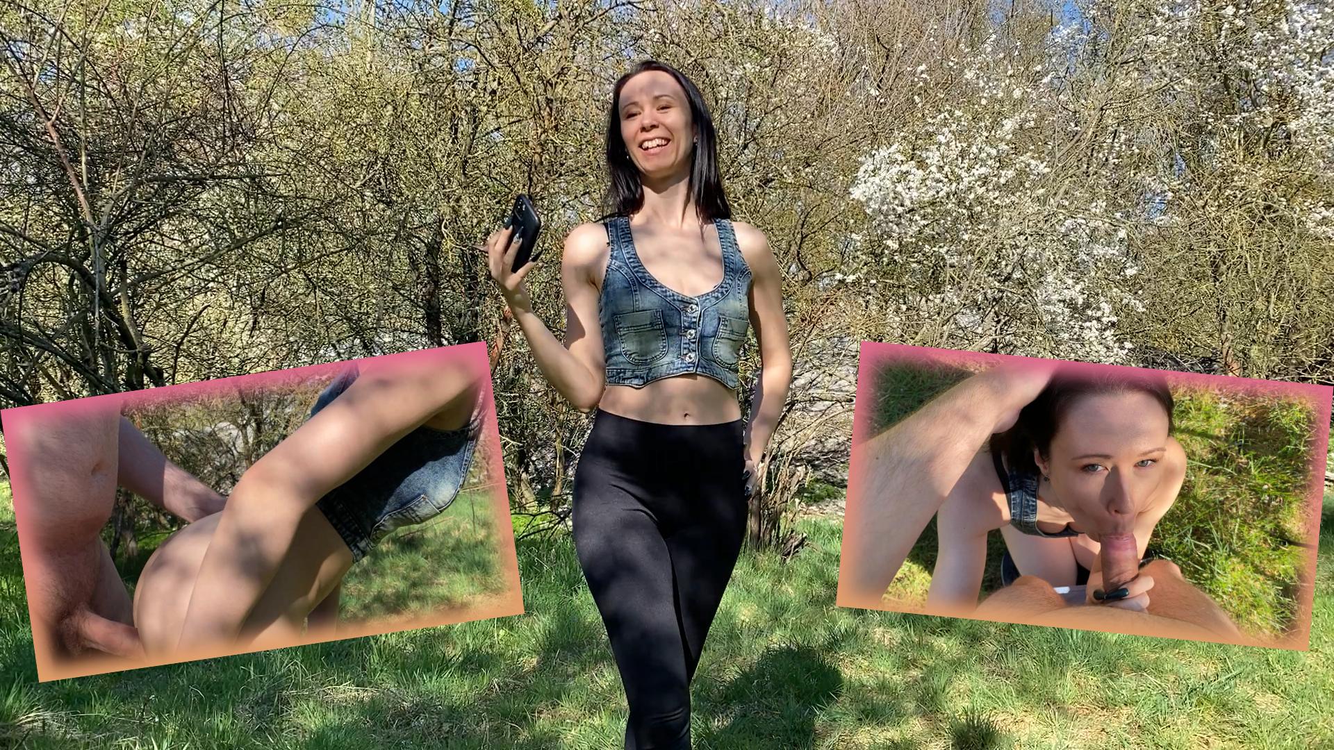 War das noch okay? Wichsenden Spanner geholfen! Eigentlich wollte ich nur ein paar Fotos in der wunderschönen Frühlingssonne machen. Plötzlich bemerkte ich einen Spanner, der hinter einem Gebüsch stand und mich beobachtete. Ich habe ihn also zu mir gebeten und seinen Schwanz schön verwöhnt. Ich wollte aber auch noch, dass er mich doggy vögelt. Es tat so gut nach ein paar Wochen ohne mal wieder einen harten Schwanz in mir zu spüren! Zum Schluss hat er mir seine geile Sahne auf mein Dekolletee gespritzt 
Sag mal, beobachtest du auch Mädels draußen im Wald?