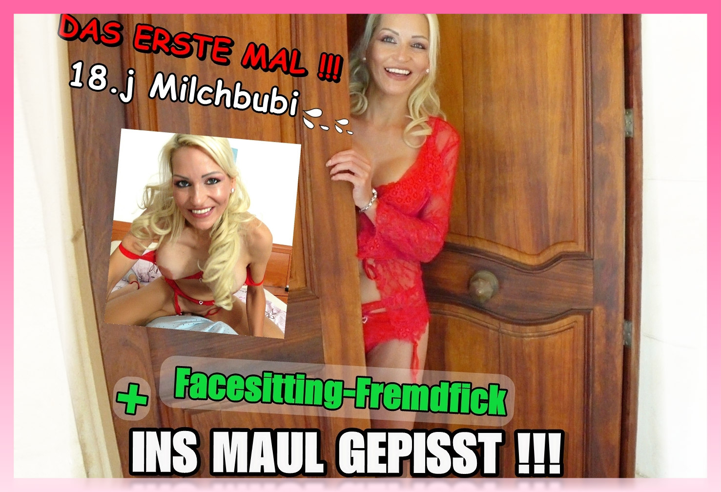 DAS ERSTE MAL !! Milchbubi voll ins Maul GEPISST u FACESITTING-FREMDFICK !!!! Mein neuer Brötchenjunge ist so ein richtig schüchterner kleiner Milchbubi! Schon seit geraumer Zeit stellte er mir immer morgends brav die Brötchentüte vor die Tür und verschwindet dann ganz schnell wieder. Doch diesmal hatte ich ihm aufgelauert und eine sauperverse Überraschung für ihn vorbereitet. Seht selbst ich habe nicht zuviel versprochen der unerfahrene Milchbubi bekam den perversesten Fick seines Lebens spendiert und als ich ihn zum Ende hin noch richtig derbe in sein Schluckmaul gestrullert habe ist er fast abgesoffen in meiner Pisseladung in den Rachen - Er wußte gar nicht wie ihm geschah und nachdem ich seinen jungfräulichen Schwanz schön abgeritten hatte setzte ich mich mit meiner nassgefickten Fotze mitten auf sein Gesicht bis ihm fast die Luft ausging!!! Zur Belohnung für seine leckeren Brötchen durfte er mir noch schön ins Maul spritzen- Sowas krasses hat der Lümmel echt noch nie erlebt, meint ihr der kommt jetzt nochmal wieder oder traut der sich nicht me