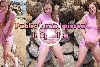 Ich war am Strand in Spanien und musste echt dringend pissen. Es war aber sehr voll am Strand, also bin ich bis zum Ende des Strands gelaufen und habe da gepinkelt. Ich musste echt aufpassen, weil Leute schon geguckt haben. Am Strand pinkeln ist eine Sache aber sich dabei filmen lassen hätte mich echt in Schwierigkeiten bringen können, aber das hat mich nur noch geiler gemacht. Hinter dem Strand ist auch noch ein Zug lang gefahren. Ich bin mir sicher, es hat jemand gesehen, egal ob Leute am Strand oder im Zug. #pissen #Pisse #piss