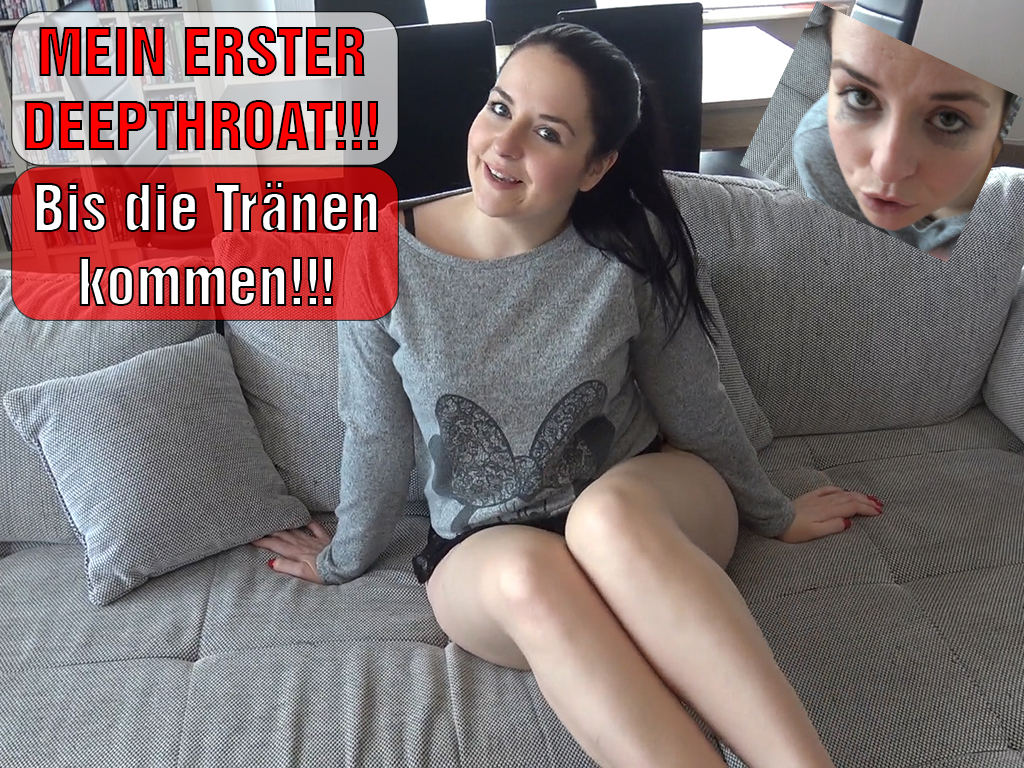 Mein erster Deepthroat - bis die Tränen kommen!!! Ich habe gehört dass so ein DEEPTHROAT wohl extrem geil sein soll! Na das, wollte ich mal testen, bin ja ein neugieriges Mädchen ;). Dafür hab ich mir extra einen User eingeladen. Er hat mir meinen Kopf heftig gegen seinen Schwanz gedrückt und mir echt bis zum Anschlag in den Hals gefickt! Das war so geil und es war mit das geilste Erlebnis bisher! Was denkst du, sollte ich öfter einen Deepthroat machen?