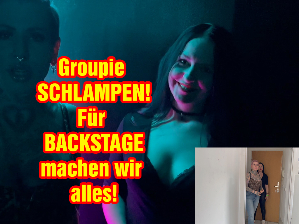 Groupie Schlampen! Für BACKSTAGE machen wir alles! Ich war mit meiner Freundin auf einem Konzert und da wir spät dran waren, hatten wir nur Plätze ganz hinten. Dann haben wir aber großes Glück! Im Gang sprechen uns zwei Typen an, sie könnten uns BACKSTAGE bringen. Naja warum nicht?! Was sie uns nicht verraten haben, dass es dafür eine kleine Gegenleistung geben muss! FUCK was für Schw**ne! Wärst du auch so dreist gewesen?