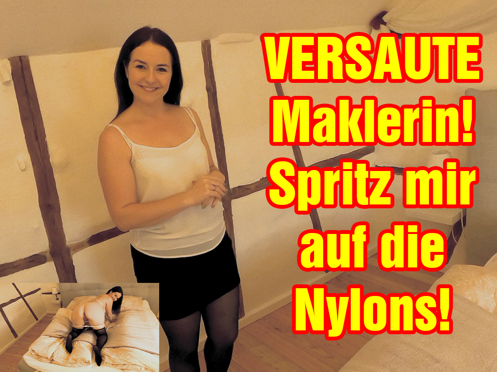 Versaute Maklerin! Spritz mir auf die Nylons! Was soll das denn bitte Herr Müller?! Ich bin als Maklerin unterwegs und zeig ihm das Haus. Natürlich wird das Haus möbliert verkauft und er meint, er müsste das Schlafzimmer testen, damit seine Frau nicht unzufrieden ist mit dem Bett. Da ich das Haus verkaufen will, zeige ich natürlich vollen Körpereinsatz ;) Anscheinend haben ihn meine Nylons ziemlich geil gemacht! Würdest du auch das Schlafzimmer so mit mir testen?