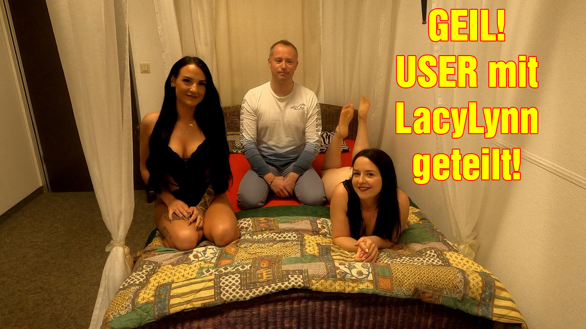 Ich habe LacyLynn von einem geilen Dreh mit dem User Rene erzählt und da war sie so geil, dass sie auch mit ihm drehen wollte! Und ich denke mir, warum zuschauen? Da mache ich doch direkt mit! Ein Dreier ist doch eh geiler! Oder wie siehst du das? Würdest du auch uns beide schaffen?