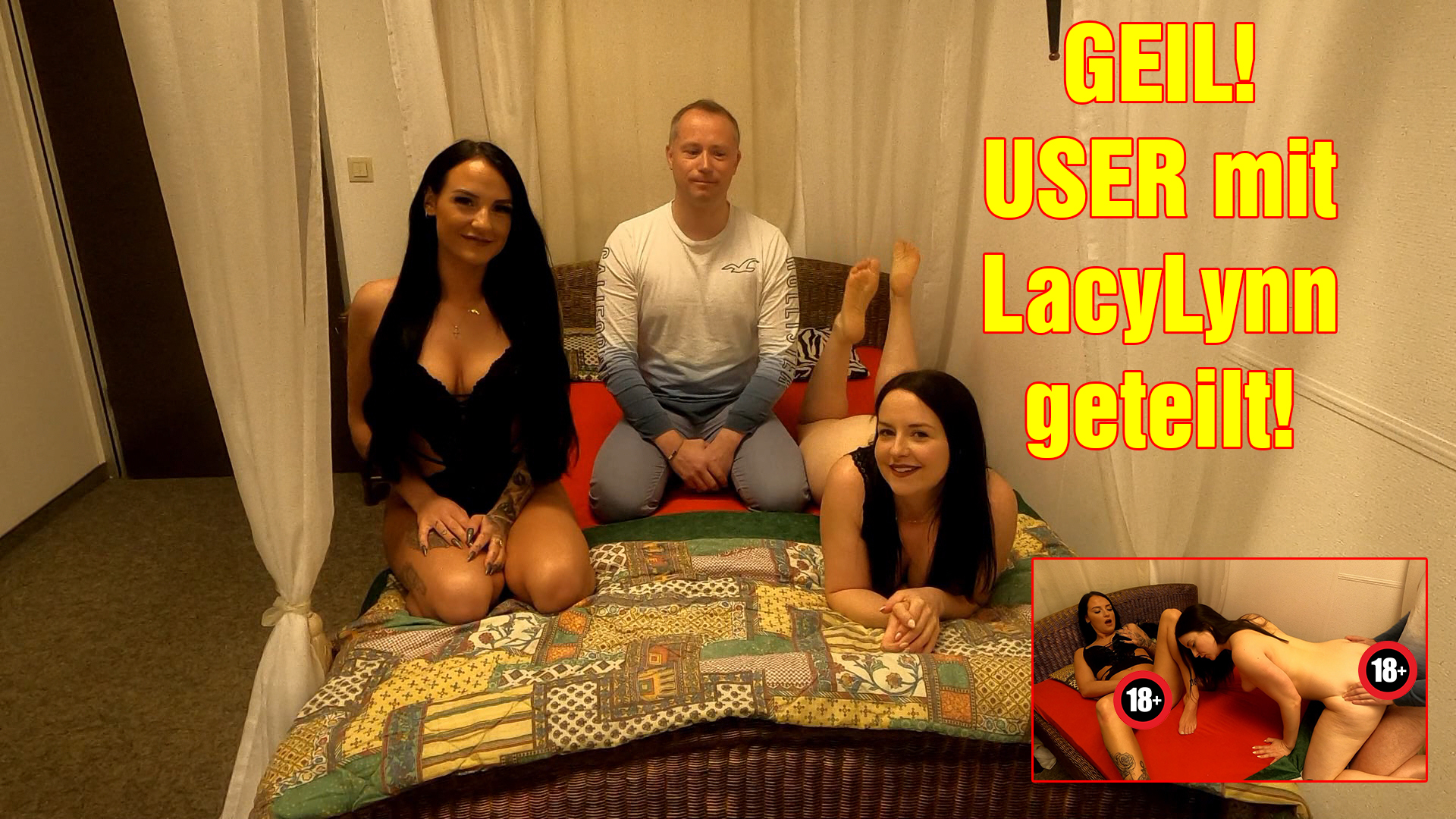 GEIL! USER mit LacyLynn geteilt! Ich habe LacyLynn von einem geilen Dreh mit dem User Rene erzählt und da war sie so geil, dass sie auch mit ihm drehen wollte! Und ich denke mir, warum zuschauen? Da mache ich doch direkt mit! Ein Dreier ist doch eh geiler! Oder wie siehst du das? Würdest du auch uns beide schaffen?