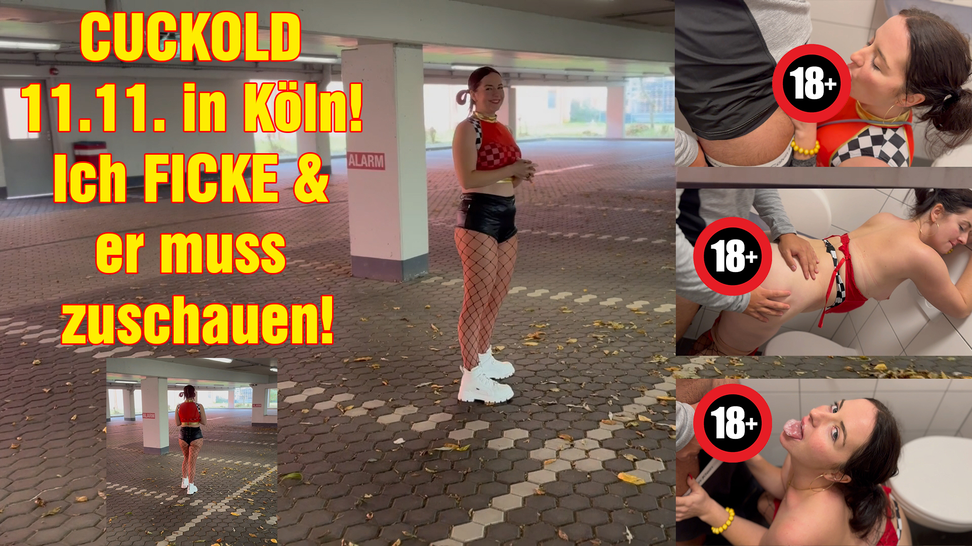 Es war die Sessionseröffnung in Köln und ich war auf der Suche nach einem geilen Typen. Natürlich habe ich meinen Mann mitgenommen, der soll das schließlich aufnehmen, wenn sich was Geiles ergibt, damit du es auch sehen kannst. Zum Glück habe ich am Ende jemanden gefunden, mit dem ich dann geil auf der Toilette ficken konnte! Mein Mann musste zuschauen und alles aufnehmen. War doch geil oder nicht? Mal sehen, was diese Karneval Saison noch so passiert ;) Hast du auch Bock drauf?