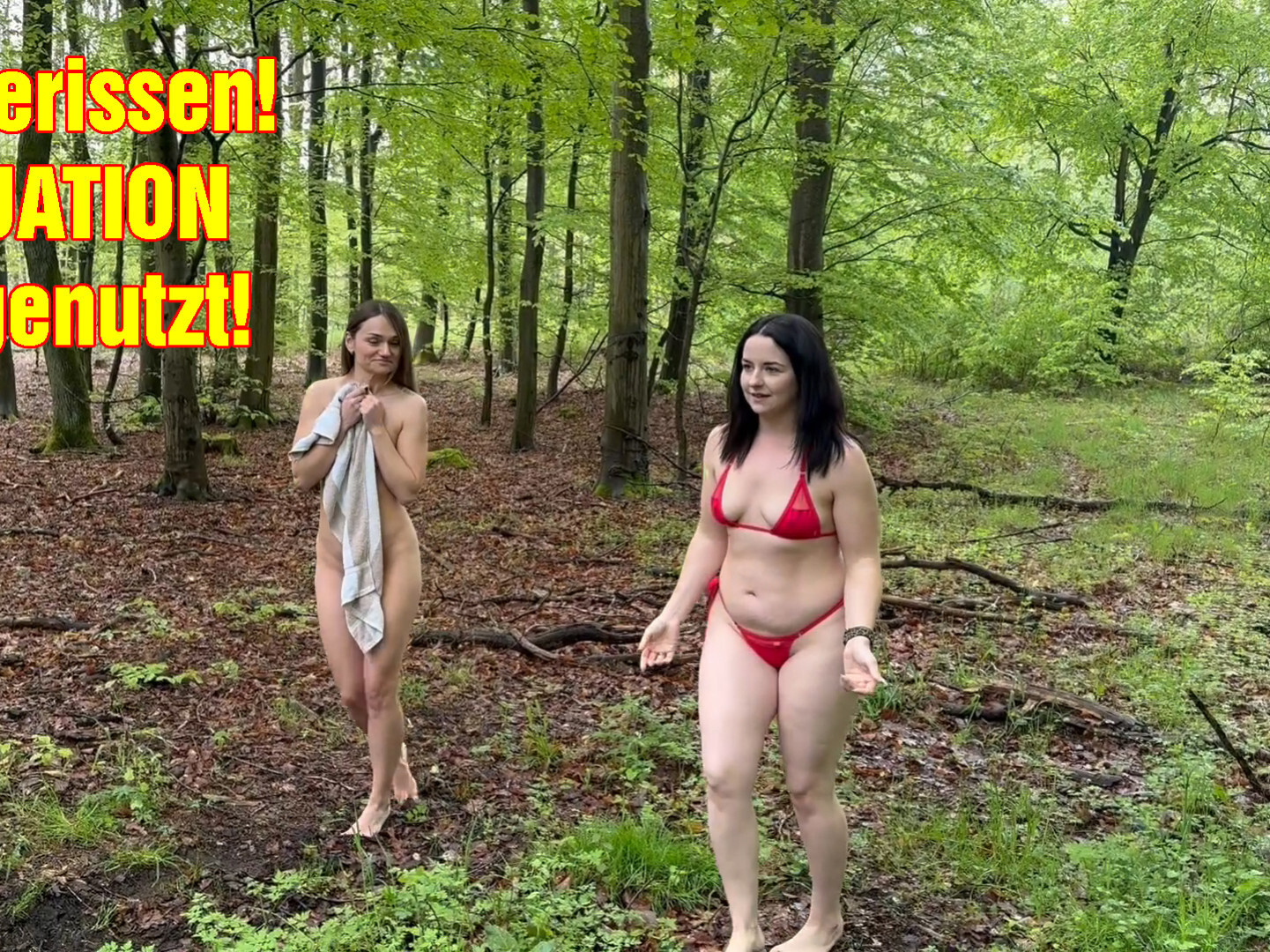 OMG! Was haben MonaMystery und ich da wieder erlebt. Wir waren am See schwimmen. Als wir wieder an Land kamen, waren alle unsere Sachen weg! Und nun? Nackt bzw. im Bikini durch den Wald ohne Schuhe, na toll. Zum Glück stand am Parkplatz noch jemand, aber er wollte für seine Hilfe eine kleine Belohnung. Das lassen wir uns ja nicht zweimal sagen. Aber die Geschichte nimmt noch komische Wendungen an. Zuerst platzt das Gummi und dann kommt noch die krasse Überraschung! Wärst du auch so dreist gewesen?!