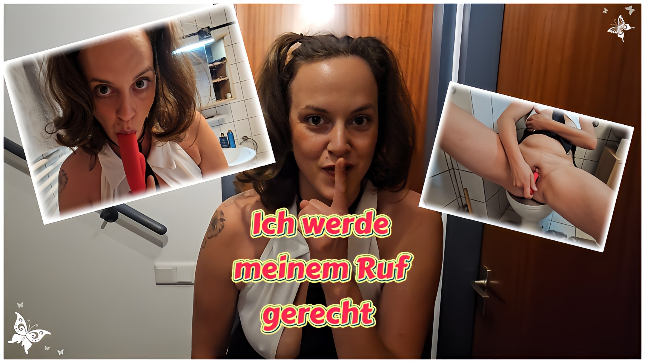 Ich werde meinem Ruf gerecht - Als Nutte auf einer Motto Party Viele wissen ja was, ich so in meiner Freizeit für Videos mache. Alsoo habe ich mir gedacht, gehe ich als Nutte zu einer Mottoparty. Du hättest die Blicke sehen sollen. Alle verwirrt und gierig um mehr von mir zu sehen  !!!  Ich habe mich ins Badezimmer verkrochen und erstmal geil mit dem Dildo meine nasse fotze gefickt !!! Die Blicke der anderen haben mich ziemlich nass gemacht!!!!