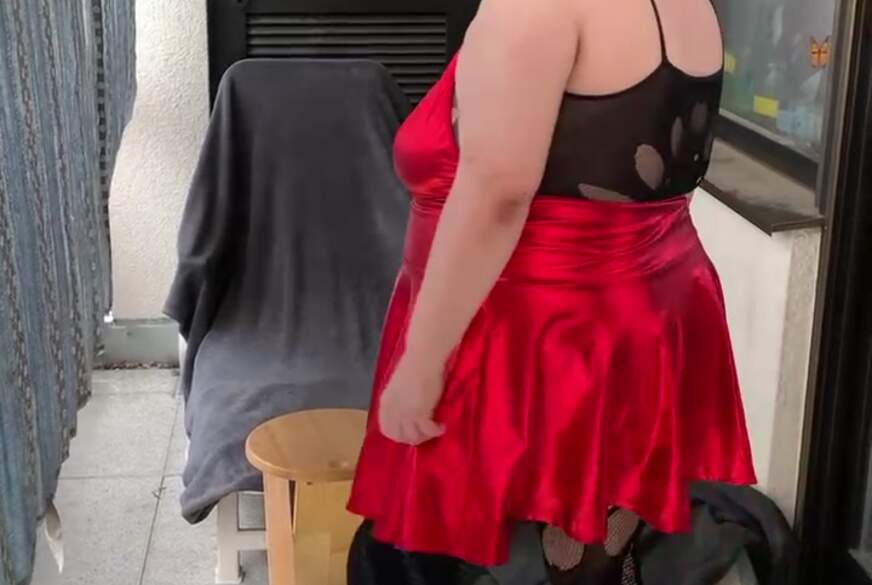 Sexyclaudia46: Rotes Lederkleid , Bodystocking ,High Heels ,p****n