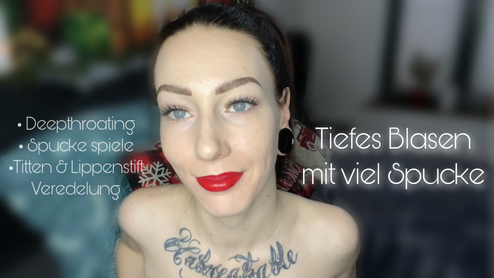 Tiefes Blasen mit viel Spucke Ich will dir deinen geilen Schwanz verwöhnen und gehe gleich hart zur Sache, tief in meine Kehle der geile Gummi Knüppel, bis ich nur so würge und sabbere. Meine Nippel sind ganz hart und geil feucht mit Spucke, ich schlucke brav und dein heißer Fickschwanz ist nur so voller Lippenstift, wohin spritzt du mir ?