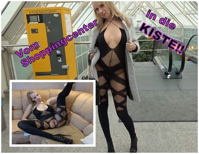 Vom Shoppingcenter in die Kiste! Nylonbitch das Hirn weggefickt!! Nylon-Catsiut und High Heels, so geh ich samstags im Shopping Center auf Männerjagd, denn hier will ich mir jetzt einen geilen Stecher klar machen. Ein Typ ist vor mir und bekomme mit, wie er meinen prallen Fickbody filmt. Ich bleibe stehen, pose sexy vor ihm und schon hab ich ihn klargemacht. Sofort hat er einen Ständer, den ich heftig geil blase. Ich halte ihm mein Fickloch auf und er knallt mich in dem geilen Nylonanzug durch. Mache die Beine breit , lasse ihn tief reinhämmern.  Man war das geil. Kann ich dich auch einfach so beim Einkaufen treffen?