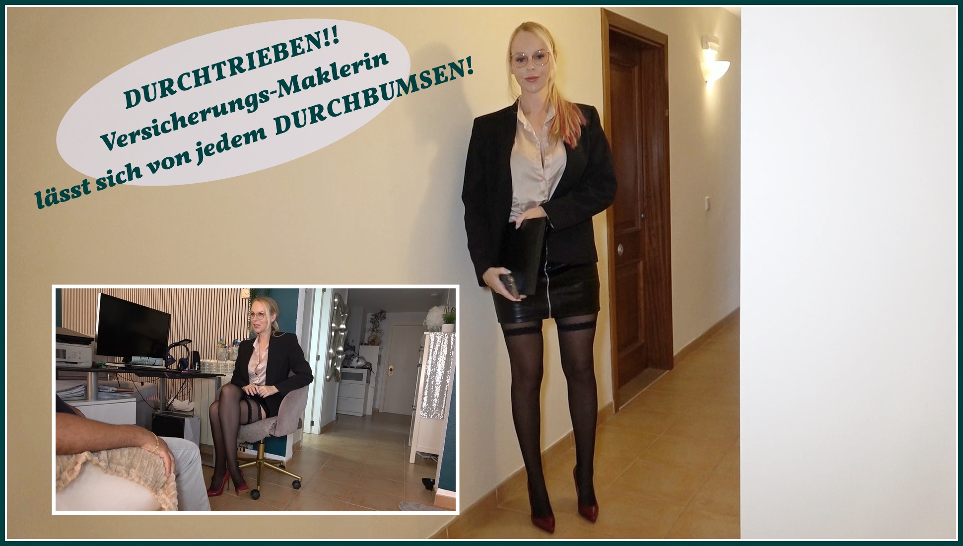 DURCHTRIEBEN!! Versicherungs-Maklerin lässt sich von jedem DURCHBUMSEN! Der letzte Kunde muss nur noch überzeugt werden. Ich habe mich wie immer super scharf angezogen, dass auch ja kein Kunde NEIN zu meinen Angeboten sagen kann. Mit sexy Lederrock, Bluse, roten Pumps und Brille kann sich einfach niemand auf die Zahlen konzentrieren. Er steht direkt  und ich blasen sein harten Schwanz .Danach legt er mich flach und fickt mich geil durch, dass er heute nicht der erste ist , macht ihn irgendwie nur noch geiler;-) OMG das ist genau das was ich jetzt brauche und wird er doch ganzzzz sicher bei mir eine Versicherung abschliessen. Schön auf die Titten abgerotz. Na das nenne ich mal einen erfolgreichen Arbeitstag. Würdest du auch eine Versicherung bei mir abschliessen?