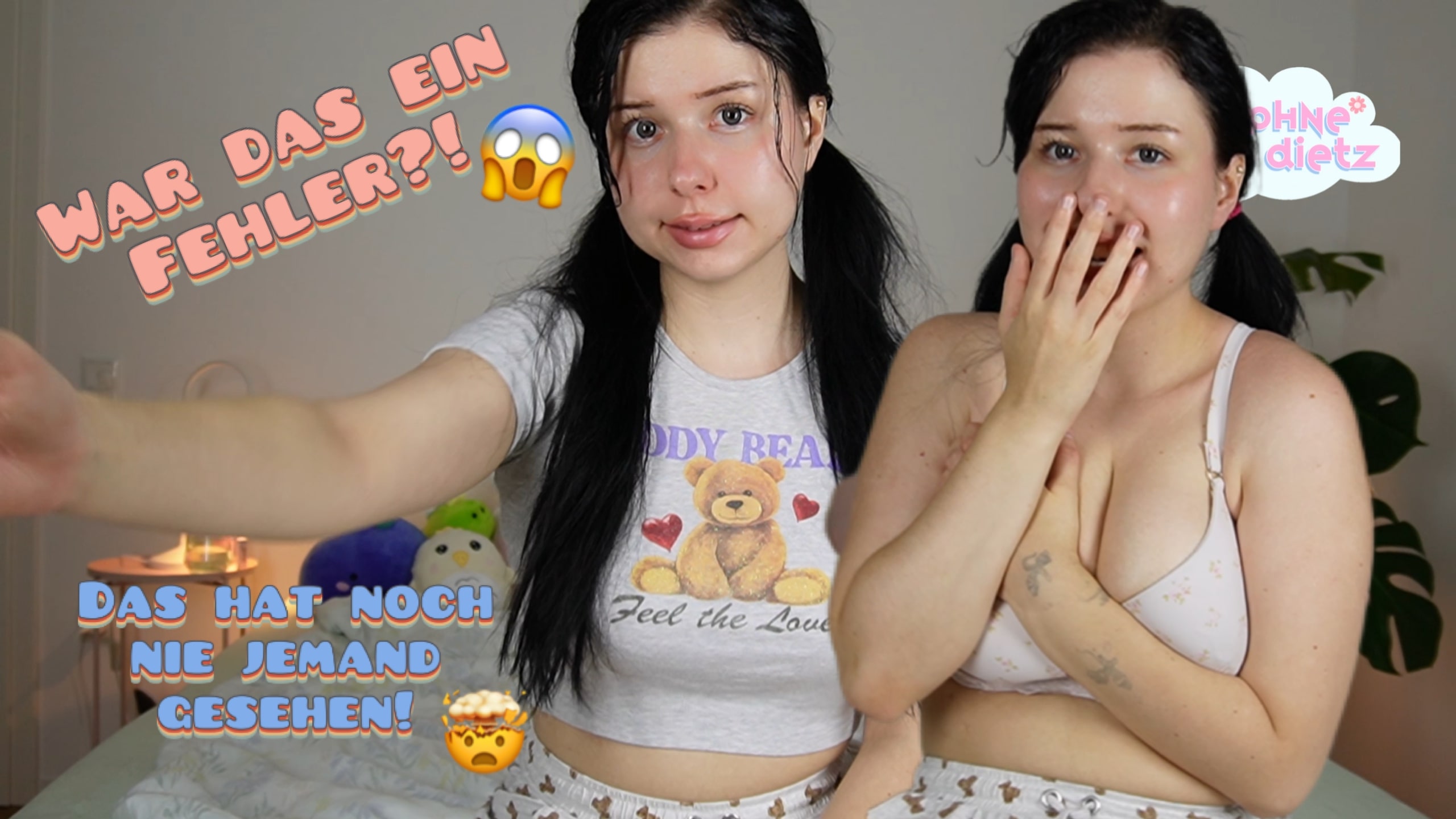 Pralle JUNGFRAU-Teenie-Titten!  Das hab ich noch nie jemandem gezeigt!! Aufregung schnürt mir die Kehle zu, ich spüre wie mir heiß und kalt wird und meine Hände zittern während ich mein Handy auf einen Stapel Bücher stelle. Ich weiß nicht ob es die Aufregung oder die Erregung ist, die ich fühle, aber meine Nippel beginnen bereits jetzt unter meinem BH hart zu werden. Normalerweise versuche ich meine Oberweite so gut es geht unter großen T-Shirts zu verstecken um ja keine Aufmerksamkeit auf mein E-Körbchen zu ziehen. Heute ist das anders, heute werde ich zum ersten Mal jemandem meine Brüste zeigen. Ich versuche mich mit dem Gedanken zu beruhigen, dass ich das Video ja nicht hochladen muss oder es auch einfach wieder löschen kann. Trotzdem fühlt es sich unglaublich „seltsam“ an hier zu stehen und meine Hände über meinen Körper wandern zu lassen. Die Rundungen zu spüren, mein T-Shirt anzuheben, über meinen Kopf zu ziehen, es auf den Boden fallen zu lassen, mich jetzt, noch in Unterwäsche, bereits völlig nackt zu fühlen. Zu wissen, das