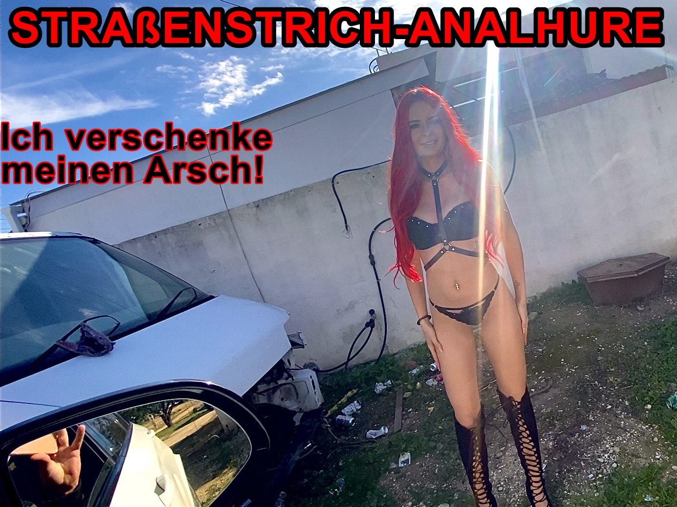 STRAßENSTRICH-ANALHURE, ich verschenke meinen Arsch! Ich liebe Anal und wollte schon immer mal, diese Erfahrung machen, mich mit anderen an den Strich zu stellen und meinen blanken Fickarsch anzubieten. So aufgeregt wie ich war, so krass hat der Typ meinen Arsch durchgenommen, das war ANDERS! Meine Rosette stand soooooo weit offen, wie noch nie und ich habe um sein Sperma gebettelt, dass er mir die Arschfotze vollrotzt. Hättest du mich auch mitgenommen?
