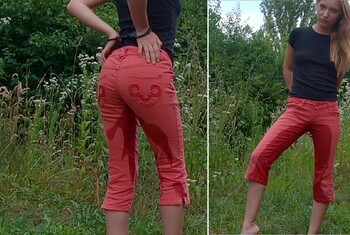 handcuffs and jeans p**sing