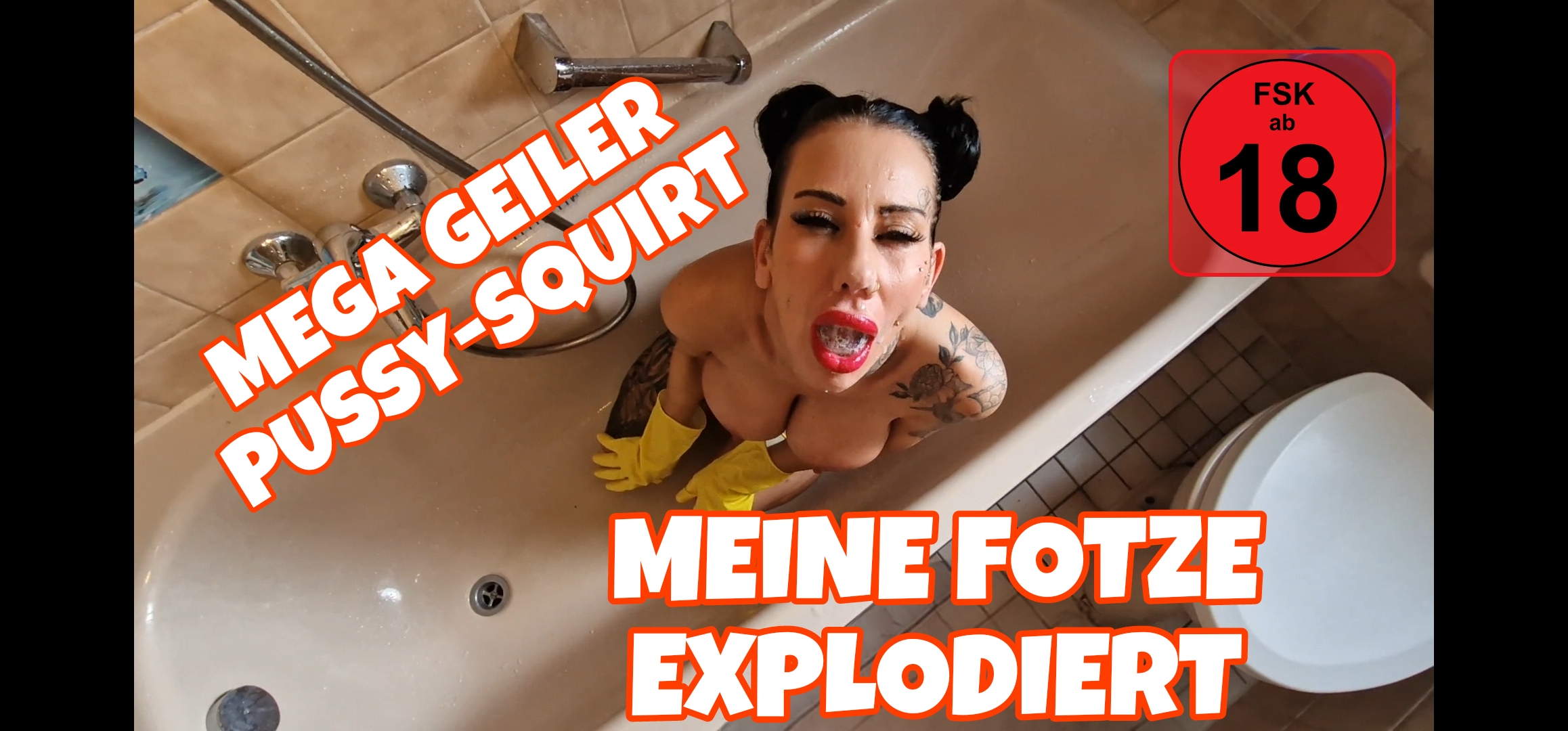 Mega geiler Pussy-Squirt, meine fotze explodiert Überraschend bekomme ich beim Badputzen einfach einen harten schwanz in meine fotze geschoben ... Das macht mich so übergeil , das meine fotze so richtig abspritzt.... eine riesen explosion! und zum dank darf er mir schön am ende seine geil ficksahne in mein gesicht spritzen.