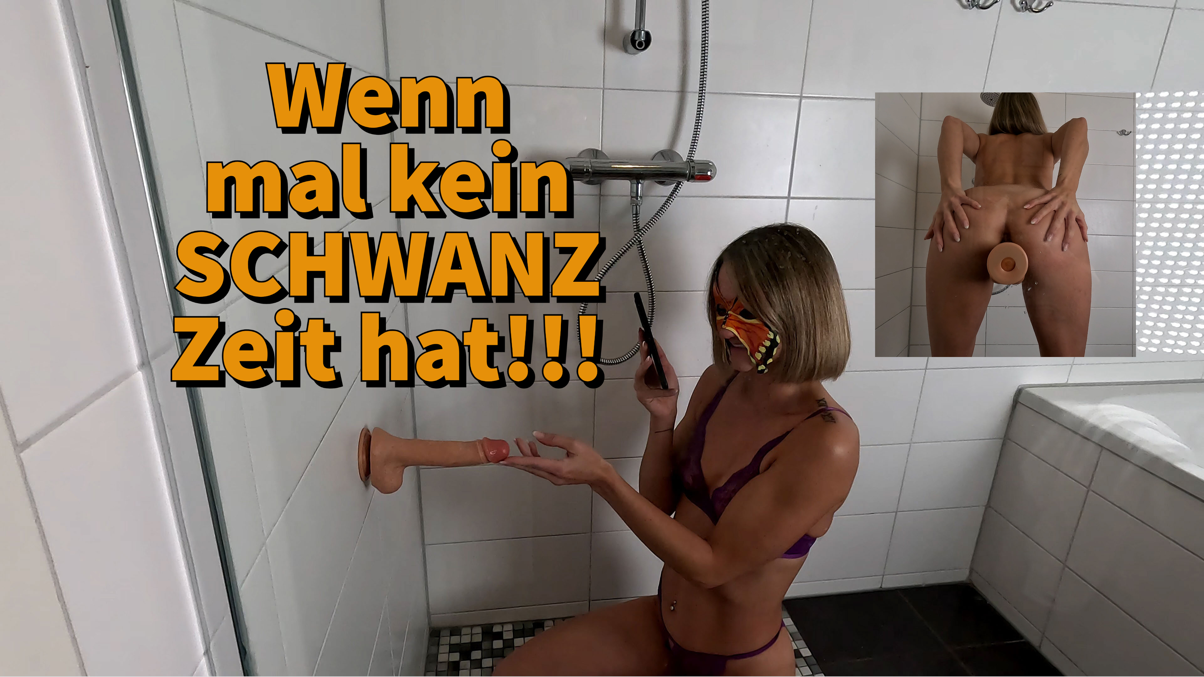 Da ich mal wieder extrem feucht im Höschen war, aber leider kein geiler SCHWANZ Zeit hatte um es mir ordentlich zu besorgen, hat mir ein Freund eine Überraschung im Bad hinterlassen. Zum ersten mal habe ich so einen Saugnapf-Dildo ausprobiert und ich muss sagen, es war sehr GEIL und kommt einem richtigen FICK schon sehr nahe.