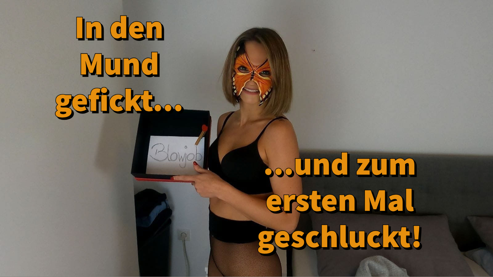 In den Mund gefickt und zum ersten Mal geschluckt! Ich war mich gerade am anziehen, weil mein Stiefbruder und ich bei der Familie zum essen eingeladen waren. Ihm ging wieder alles nicht schnell genug und er kam in mein Zimmer um mir ein bisschen Druck zu machen damit ich mich beeile. Da ich dieses Jahr vergessen habe Ihm etwas zu Weihnachten zu schenken, habe ich mir was ganz besonderes für Ihn überlegt und habe Ihm ein Blowjob Gutschein geschenkt. Plötzlich hatte er alle Zeit der Welt und wollte diesen sofort einlösen. ich legte mich ins Bett mit dem Kopf übers Fußende und habe mich schön in den Mund ficken lassen. Mein Stiefbruder sagte \'ich will das du schluckst\'! Erstmal war ich etwas überrumpelt da ich noch nie geschluckt habe, aber ich muss sagen ich fand es geil und werde es jetzt öfters machen!