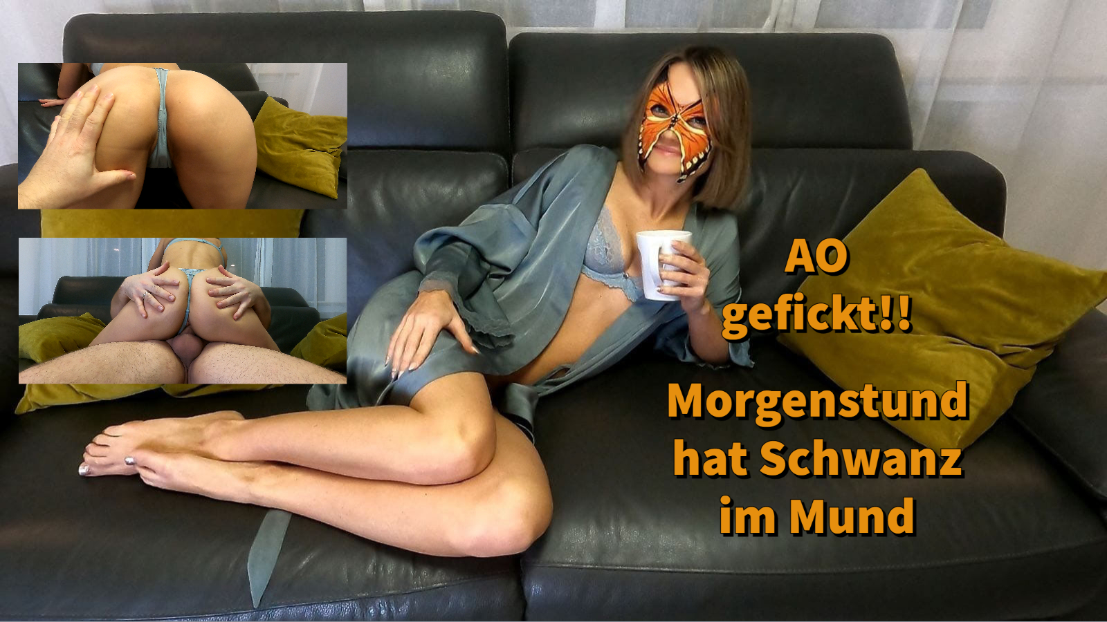 AO GEFICKT! Morgenstund hat Schwanz im Mund.. Morgens in der früh brauche ich als erstes immer einen Kaffee um gut in den Tag zu starten. So auch an diesem Morgen, mit dem kleinen Unterschied das ich nach meinem Kaffee noch eine Latte von meinem Stiefbruder serviert bekommen habe. Erst habe ich ihm seinen Schwanz geil gelutscht und dann fickte er mich erst Doggy und dann Missionar. Zum Abschluss durfte ich Ihn dann noch geil abreiten, bis er mich dann aufforderte mich hinzulegen um mir seine geile Sahne genau ins Gesicht zu spritzen! Was ein geiler Morgen, so würde ich am liebsten immer in den Tag starten!