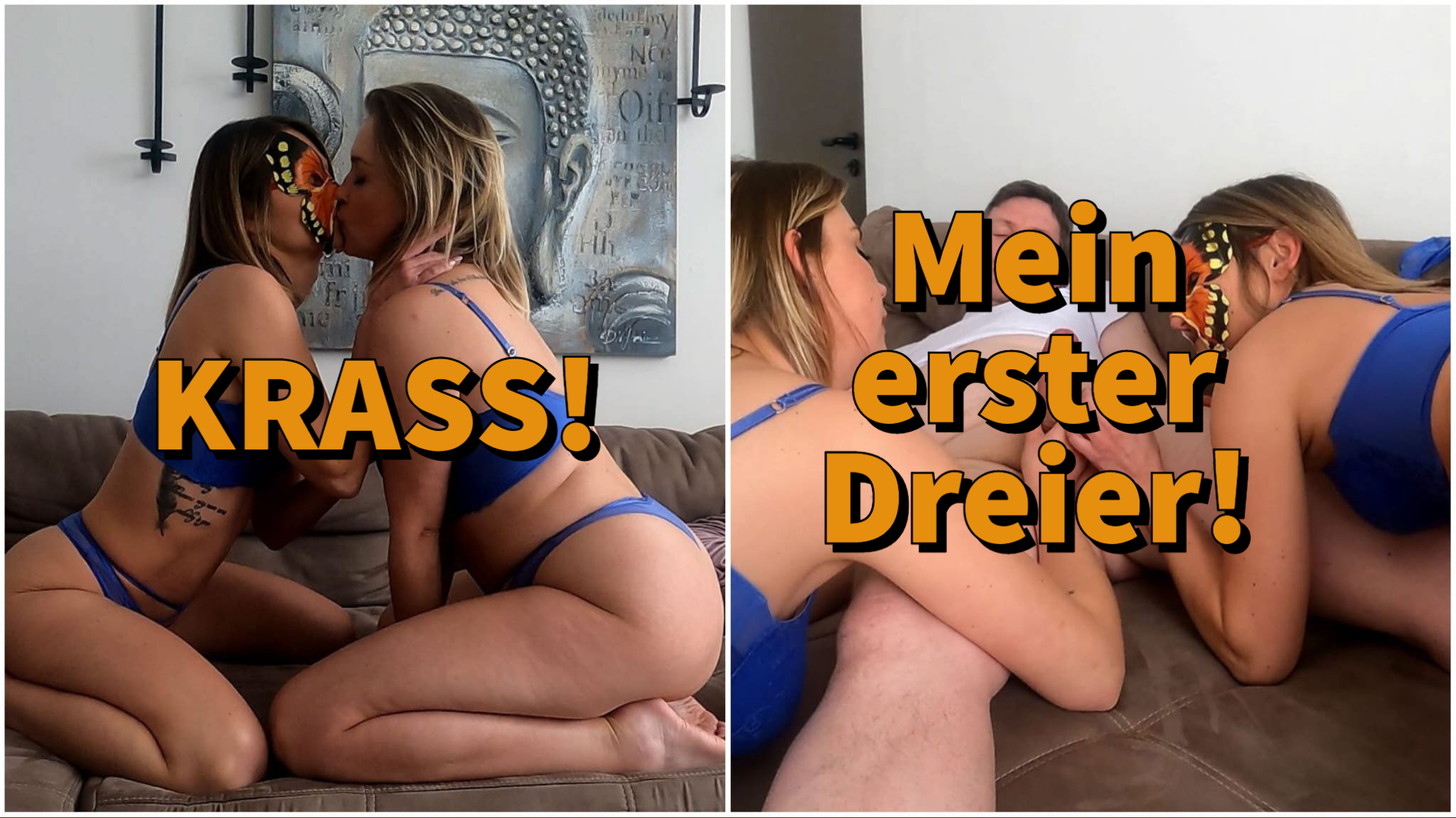 KRASS! Mein aller erster DREIER !!! Eigentlich wollte ich mich bei meiner Freundin #LarissaBell für den geilen Orgasmus bedanken und mich bei ihr revanchieren. Doch Larissa hat schon die nächste Überraschung für mich geplant, sie hat doch tatsächlich noch einen Mann eingeladen, damit ich endlich mal einen Dreier habe. Damit habe ich absolut nicht gerechnet und auch noch gar keine Erfahrung mit! Jetzt frage ich mich warum habe ich das noch nie gemacht!? Es ist super geil gefickt zu werden und gleichzeitig eine Muschi zu lecken! Meinst du auch, ich sollte öfters einen #Dreier haben?