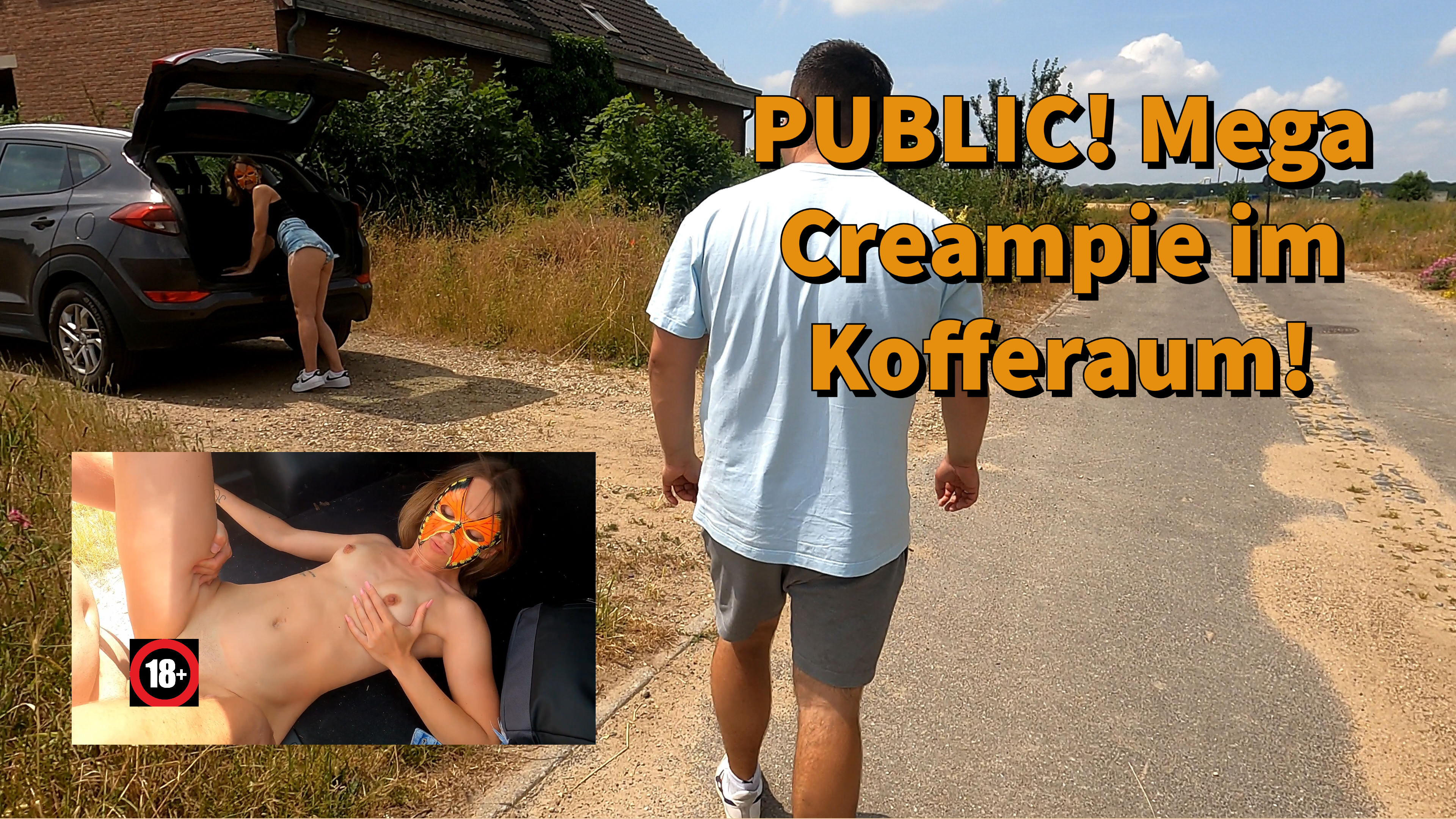 Public! Mega Creampie-Fick im Kofferaum! Ich komme gerade vom einkaufen und bin dabei meine Tasche aus dem Kofferaum zu holen, als ein Fußgänger vorbei läuft und sagt, dass bei meiner Hose ja der halbe Arsch raus käme! Ganz schön dreist oder? Da ich gerade aber sowieso total geil bin, lasse ich mir die Chance nicht entgehen, mitten im Wohngebiet #public gefickt zu werden! Wie geil muss man bitte sein, um so eine riesen Ladung Sperma in meine Muschi zu spritzen!?