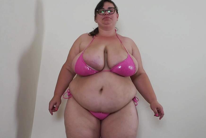 NinaDoll: bouncing out of pink bikini jumping belly boobs POV slow mo