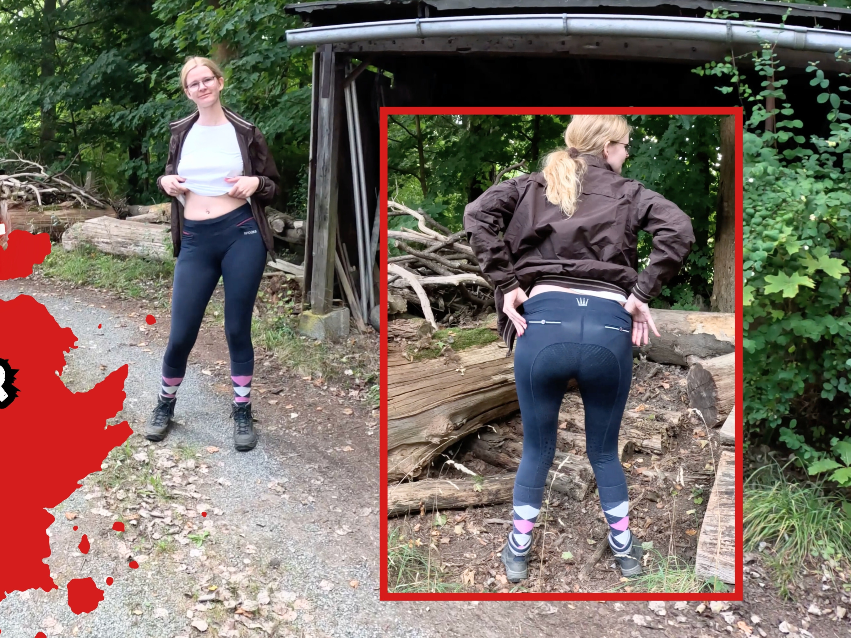 Ich musste nach dem Ausritt so verdammt dringend Pissen! Da blieb keine Zeit mehr um eine Toilette ausfindig zu machen! Also habe ich einfach so direkt neben dem Stall gepisst.