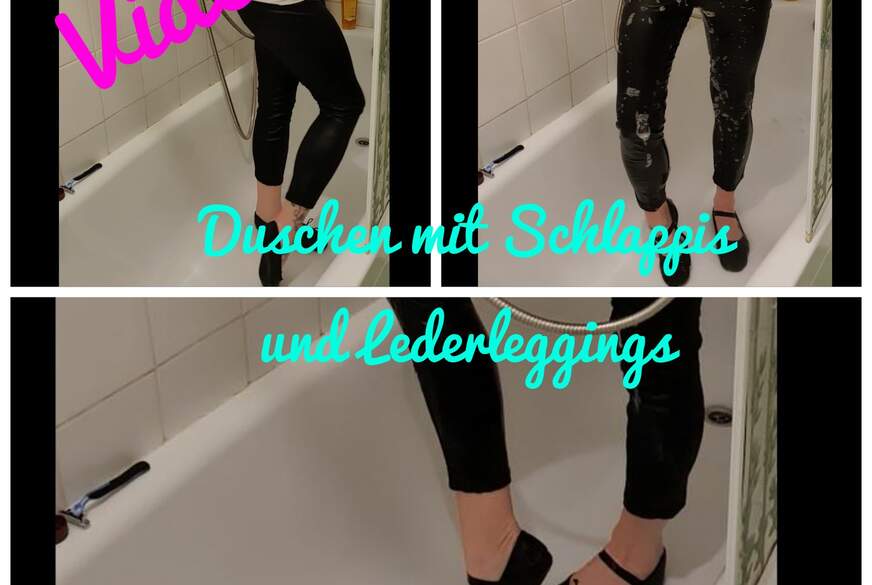 Duschen mit Schlappis und Lederleggings von Aleksa81