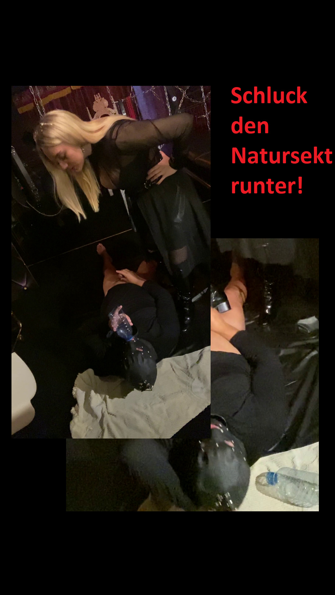 Heute hatte ich mal Lust den den Schluck Sklaven zu lassen. Ich steckte ihm den Piss Trichter ins Maul, und pisst gnadenlos eine volle in den Trichter. Dabei musste er natürlich unter Zwang alles komplett schlucken.
Als sein Maul ordentlich gestopft war......durfte er sich dann unter Zwang noch in die Freiheit vor den Augen der Herrin wichsen!

Dabei lachte ich ihn natürlich aus.