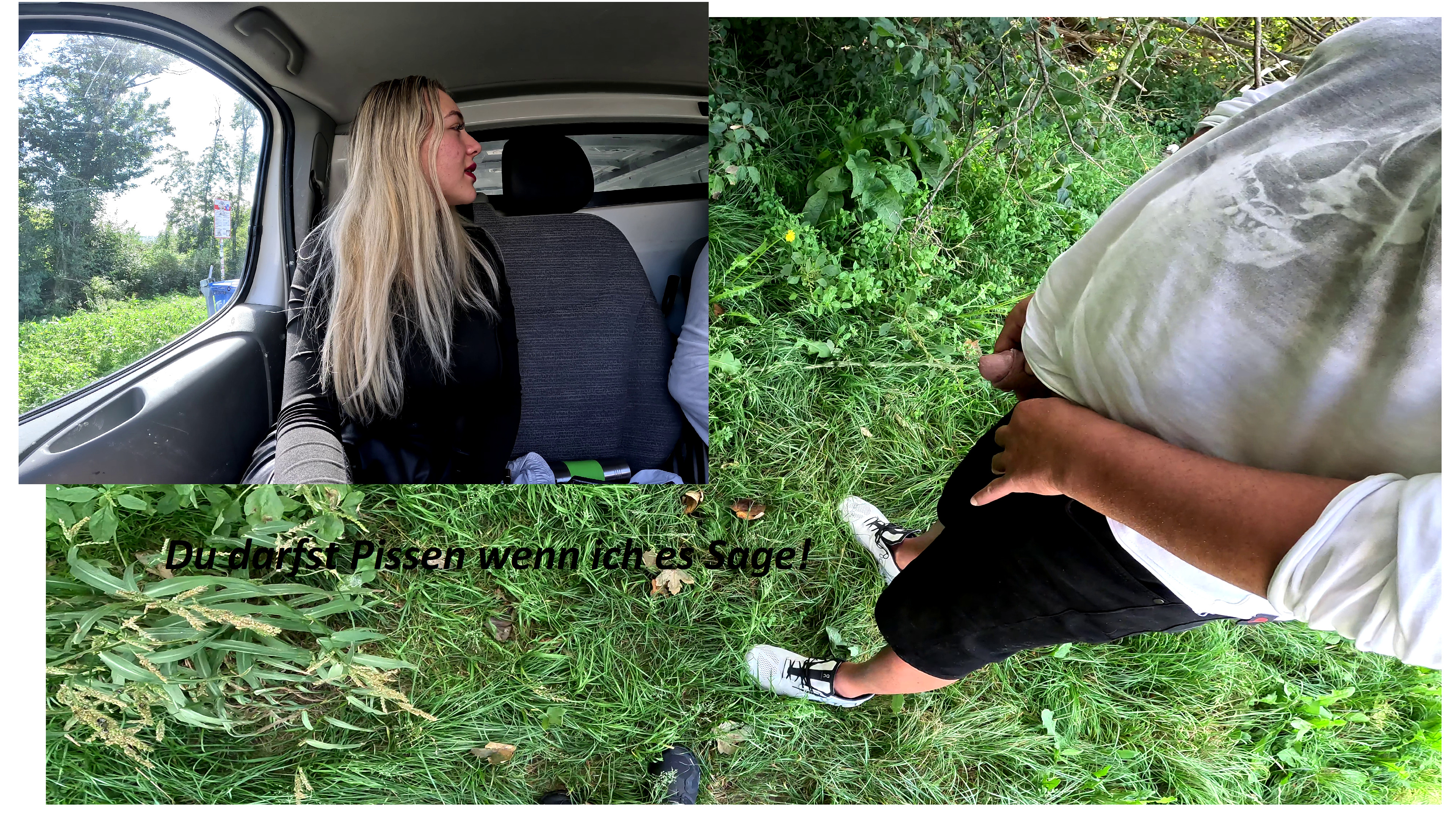 Heute war ich mit dem Sklaven lange Zeit Outdoor unterwegs. Schon als wir los gefahren sind…. Meinte er zu mir er müsste pissen! Da ich aber durch fahren wollte und es nicht eingesehen habe….. für den Sklaven anzuhalten musste er 4h seine Pisse heben.
Nach 4 h jammerte er mir dann so die Hosen voll! Das ich ihn tatsächlich erlaubte pissen gehen zu dürften! Aber unter der Voraussetzung das er es öffentlich tut! Und dabei jeder ihn sieht!


Es war immer sehr peinlich als alle Leute her schauten…