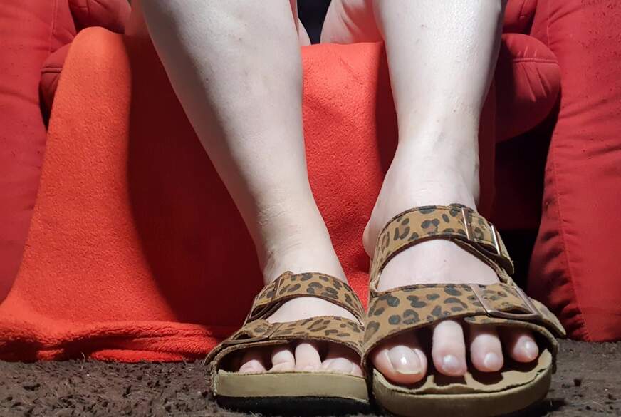 S****z auf meine Füße in den Leopardenschlappen von Dirty-Vanessa