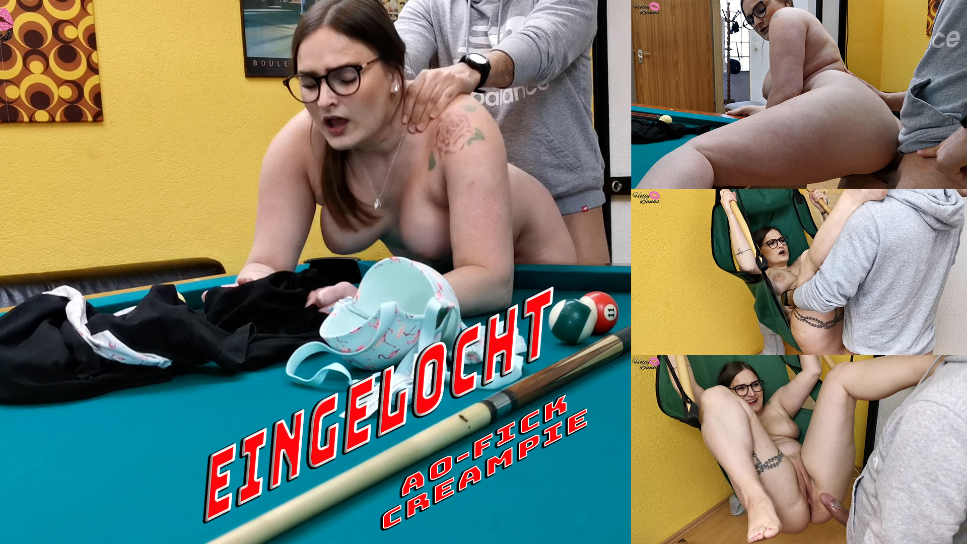 Eingelocht Beim Billard-Spiel, meinte er, „Wenn ich treffe, ficke ich dich in der Liebesschaukel“. Was er vielleicht als Drohung sah, war für mich natürlich eine Einladung. Ich hatte es noch nie in so einem Ding getrieben. Natürlich traf er und wir legten direkt los. Erst auf dem Billard-Tisch, dann ging es in der Schaukel weiter. Am Ende verpasster er mir noch einen geilen Creampie. Ich muss gestehen… Billard ist genau mein Ding  