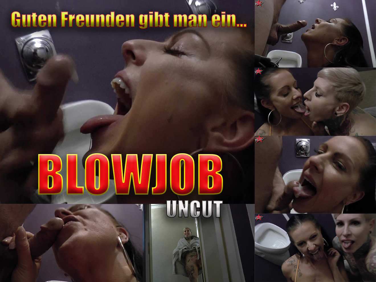 Guten Freunden gibt man ein      Blowjob       uncut Bei unserem letzten Drehtag war auch der Freund meiner lieben Cat dabei. Als er aufs Klo ging, folgte ich ihm und fackelte nicht lang. Ich ging sofort auf die Knie und lutschte ihm den Schwanz. Das wollte er schon lange. Ganz unbemerkt stand Cat dann plötzlich hinter mir und schaute sich an, wie ich es ihrem Kerl besorgte. Als er mir seine Ladung dann in meinen gierigen Mund spritzte, kam sie dazu und wir teilten die heisse Sahne. Freundinnen teilen halt alles ;)