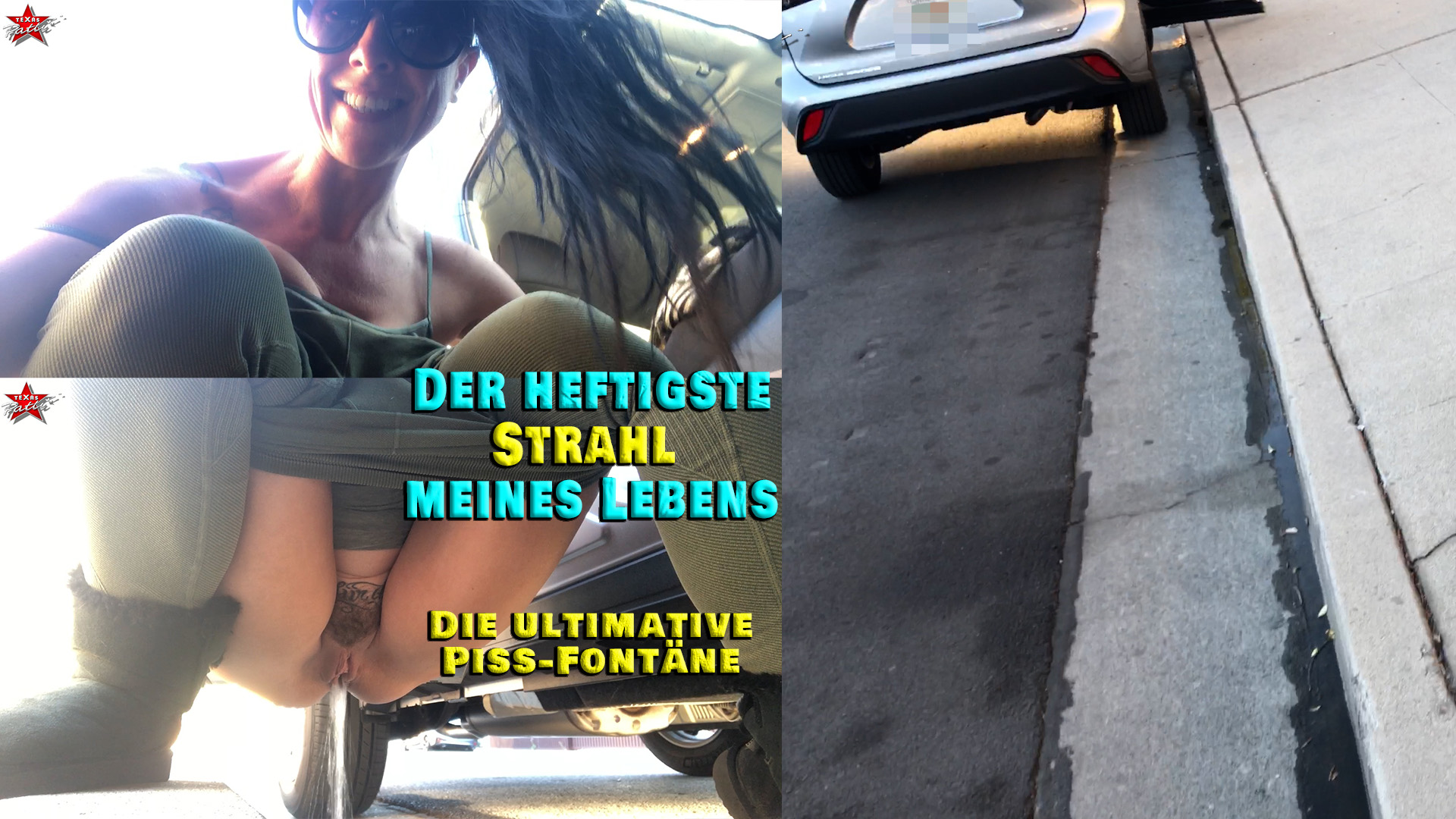 Der heftigste Strahl meines Lebens. Die Piss-Fontäne Nach einem geilen Dreh, bei dem ich ziemlich viel trinken musste, war ich auf dem Weg zum nächsten Termin und musste soooooo dringend pinkeln. In den USA ist es allerdings streng verboten, in der Öffentlichkeit zu pissen. Das gilt hier als sexuelle Belästigung. Egal… Ich musste jetzt einfach. Also rechts ran und laufen lassen. Wow… Was ist das denn??? So einen heftigen Strahl hatte ich ja noch nie. Ich muss sagen, auf diese riesige Menge bin ich verdammt stolz. Sieh selbst