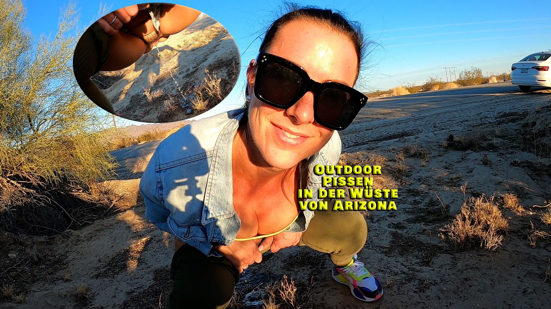 Outdoor pissen in der Wüste Arizonas Wir waren unterwegs von L.A. nach Phoenix. Meilenweit keine Toilette in Sicht. Da bleibt nur eins... anhalten, aussteigen und laufen lassen