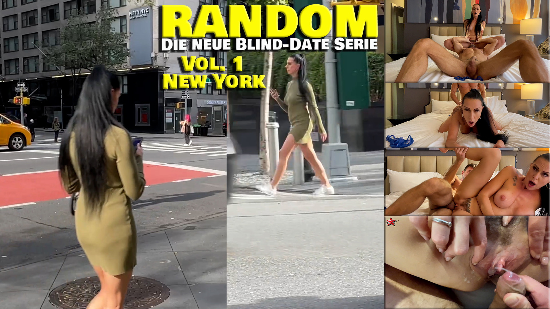RANDOM. Die neue Blind-Date Serie Meine neueste Serie geht nun endlich an den Start. Hier geht es darum, dass ich mir eine Dating-App suche, mit dem erstbesten ein Date ausmache, zu ihm fahre und wir dann einfach hemmungslos ficken.
Im ersten Teil hat es mich nach New York verschlagen. Nachdem ich einen gefunden habe, der sofort Zeit und Lust hatte, lief ich mit meiner Navi-App durch die New Yorker Straßen bis hin zu seinem Appartement. Er öffnete die Tür und war schon nackt. Ohne ein einziges Wort, ging es direkt los. Ich lutschte ihm geil den Schwanz, er leckte mir die nasse Fotze, dann weiter in 69. Nachdem er mich ordentlich durchgefickt und besamt hatte, zog ich mich an und verschwand wieder.
Mal schauen, mit wem ich als nächstes ein heißes Blind-Date erleben werde. Vielleicht ja mit dir!?