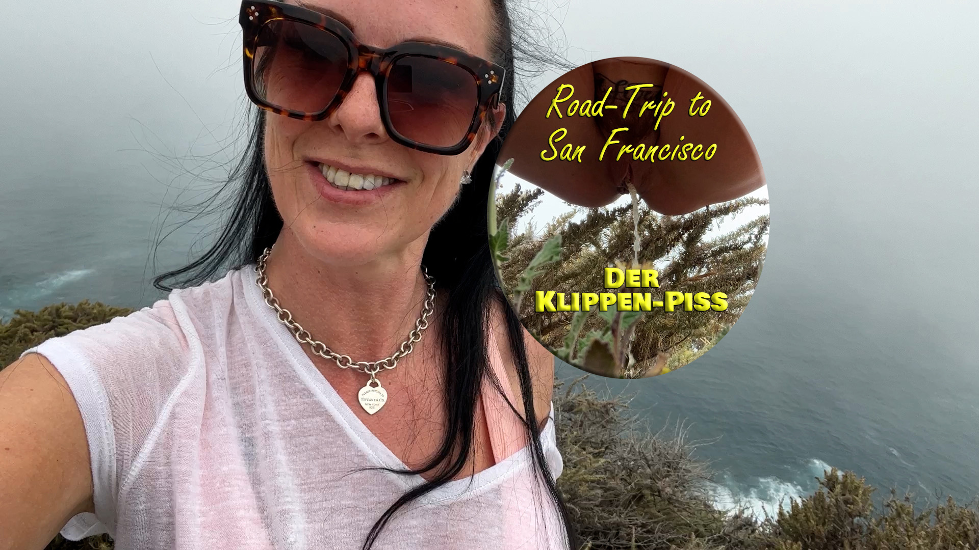 Road-Trip to San Francisco. Der Klippen-Piss Auf dem Rückweg von San Francisco nach L.A. fuhren wir am Meer entlang. Es war zwar eine echt schöne Strecke, jedoch kam da weit und breit keine Toilette und der Druck in mir wurde immer größer. Irgendwann ging es nicht mehr und wir hielten an. Als ich ausstieg und sah, wie steil es da bergab ging, hätte sich die Sache fast von selbst erledigt, da ich mir beinahe vor Angst in die Hose gemacht hätte. Zum Glück ist nichts passiert und ich konnte einen ordentlichen Strahl mit der Kamera einfangen