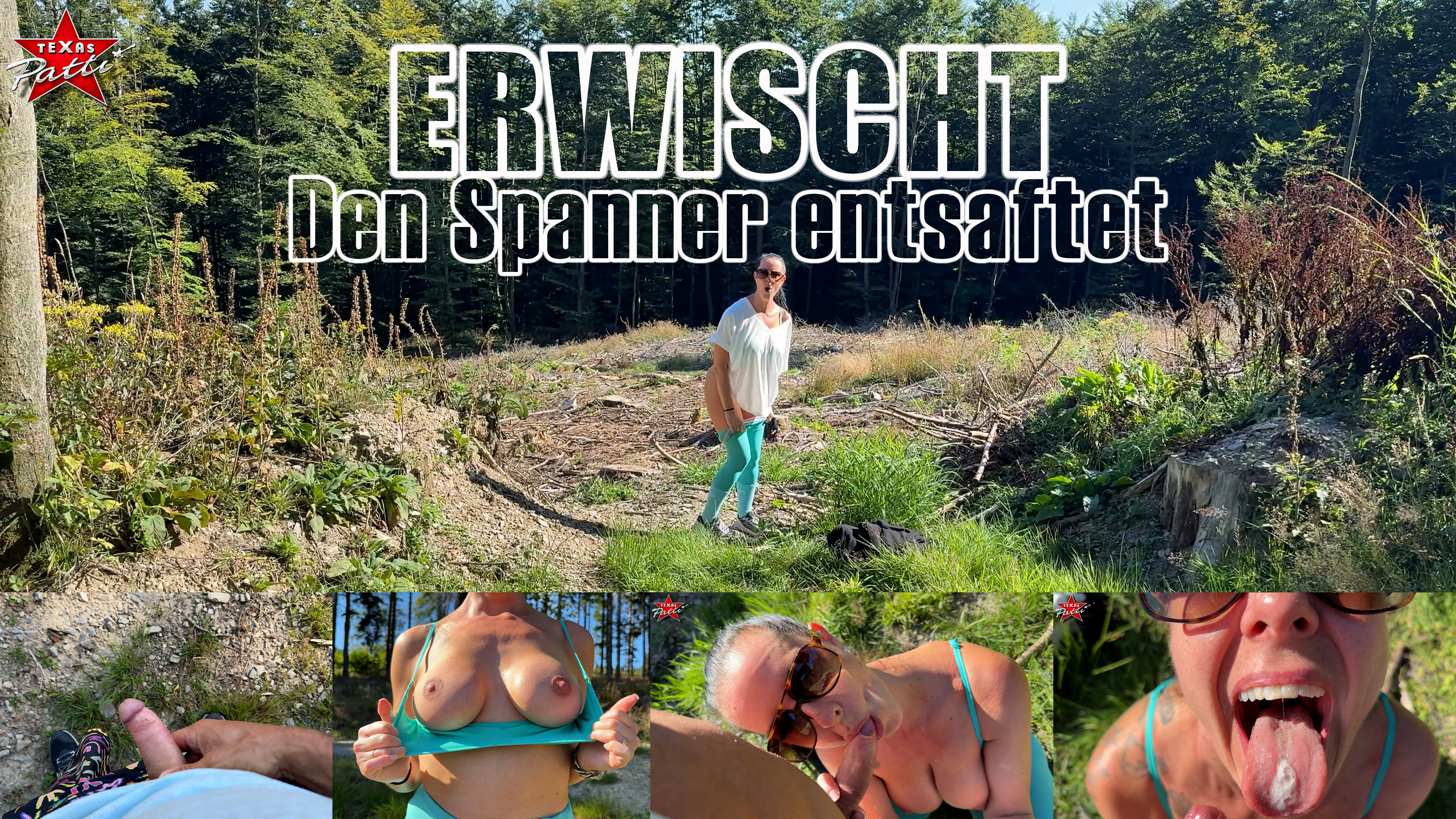 Erwischt. Den Spanner entsaftet Als ich letztens in Winterberg war, machte ich eine kleine Joggingrunde durch den Wald. Irgendwann musste ich pinkeln… Da niemand zu sehen war, hockte ich mich hin und ließ laufen. Offensichtlich hatte ich aber einen übersehen…
Als ich fertig war und mir die Hose wieder hochzog, stand da plötzlich so ein Typ und wichste sich seinen Schwanz.
Die Situation war uns beiden irgendwie unangenehm, machte uns aber trotzdem ziemlich geil.
Also ging ich zu ihm, kniete mich hin und half ihm, die Sache zu Ende zu bringen  