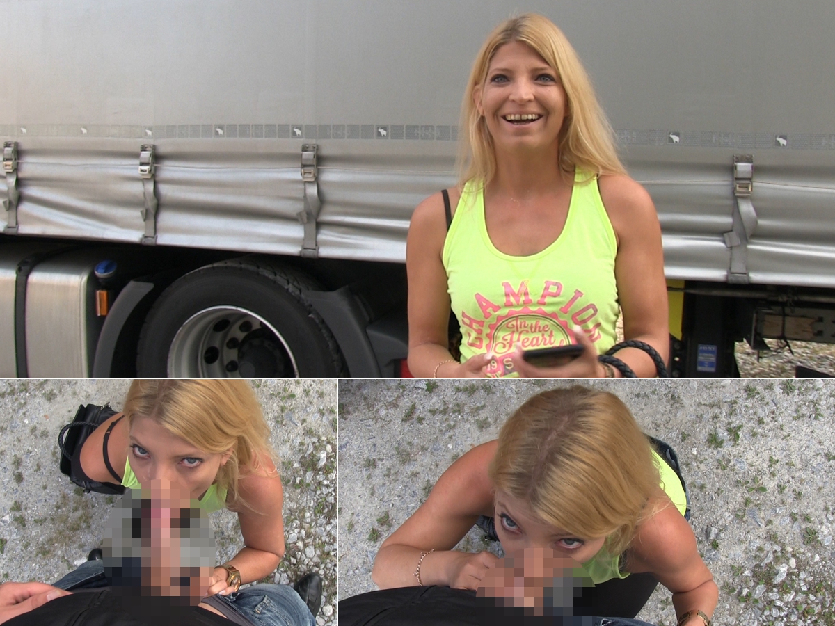 RISKANTER PUBLIC BLOWJOB FÜR GEILEN TRUCKER Als ich am Wochenende unterwegs war und ne kleine Pause auf nem Parkplatz gemacht habe, ist mir gleich ein süßer Trucker aufgefallen. Ich war auch mal wieder sowas von Schwanzgeil und hatte einfach richtig Lust auf nen Schwanz und Sperma dass ich mich mal ganz blöd und naiv vor seinen Truck gestellt habe. Es hat auch nicht lage gedauert bis er mich bemerkt hat und gefragt hat ob er mir irgendwie weiterhelfen kann. Als ich Ihm dann gesagt habe WIE er mir weiterhelfen kann wollte er es zuerst gar nicht glauben. Hab Ihm dann einfach die Hose runter gezogen und angefangen seinen prallen Schwanz zu lutschen. Dann hat es auch nicht lange gedauert bis er mir seinen ganze Sahne in mein gieriges Mäulchen gespritzt hat... Riskant war das ganze schon... Zum Glück hat uns keiner erwischt... Als er gerade abgespritzt hatte hörten wir nämlich schon die Polizei Sirenen :-)
