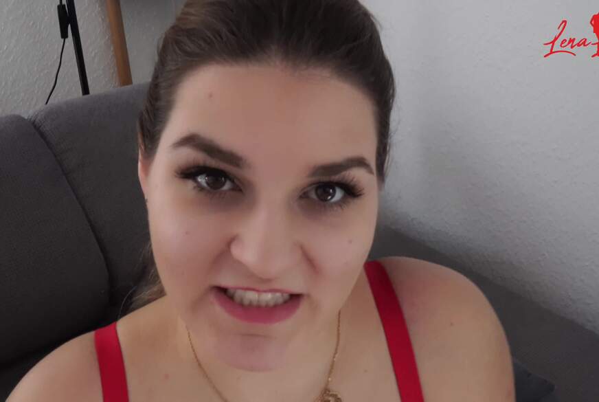 LenaLust: Userwunsch Dirty Talk in roten Dessous mit Dildo und SB