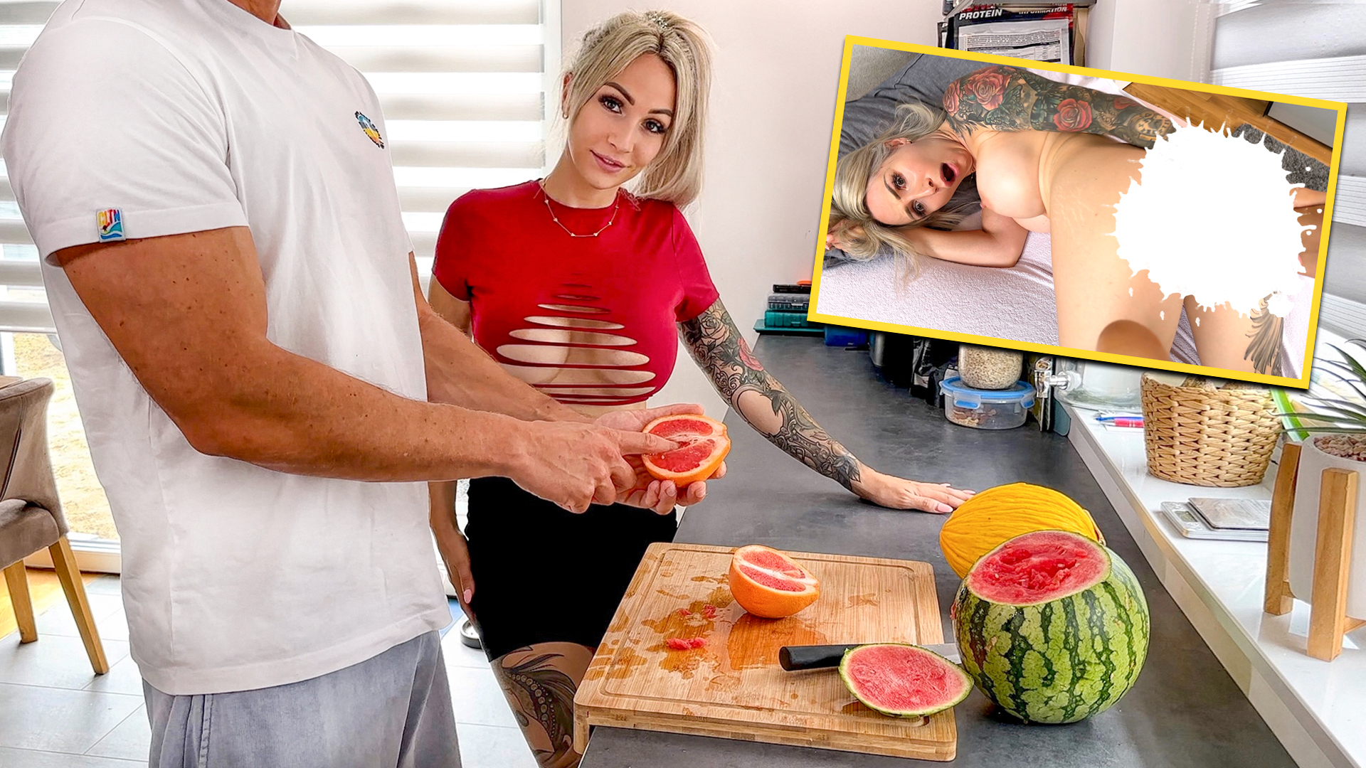 Was für ein kranker Fick, ich bin 4 mal gekommen ! Eigentlich fing es ganz harmlos an und wir wollten Frühstück machen. Als er dann die Grapefruit aufschnitt wurde es zweideutig ;) Also ja ich muss schon zugeben, es sah aus wie eine Pussy aber seine Andeutungen mit den Fingern ...lach ... Also ich meinte, da brauch es schon mehr als nur 2-3 Fingern bei mir und er wollte mir nicht glauben. So etwas lasse ich mir doch nicht zwei mal sagen und meinte, dass er seine ganze Hand in mich stecken könnte. Er glaubte mir nicht, also mussten Taten sprechen. Wir fingen langsam an und erst massierte sein Schwanz tief meine Pussy. Das fühlte sich schon mega gut an und dann ging es los. Er fing an mich zu fingern und nahm immer mehr Finger zur Hilfe. Dann kam die Hand und boom - drin war sie. Ihn machte das mega geil und ich bin 3 mal gekommen. Dann fickte er weiter und verpasste mir einen Creampie. Eigentlich dachte ich, dass Schluss sei aber Fehlanzeige. Er steckte noch einmal seine Hand rein 