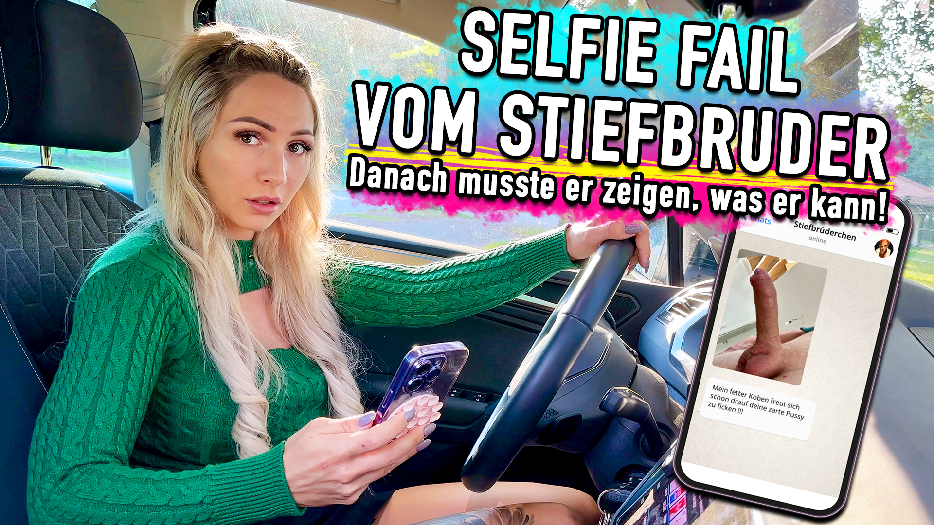 SELFIE FAIL VOM STIEFBRUDER - Danach musste er zeigen, was er kann ! Ich dachte, ich schaue nicht richtig, als mein Stiefbruder mir eine Nachricht schickte. Er schickte mir echt ein Selfie von seinem harten Schwanz und schrieb dazu, dass er sich freut mich zu ficken. Was stimmt mit dieser perversen Sau nicht. Zu Hause hab ich ihn gleich zur Rede gestellt und gefragt, ob er noch ganz sauber ist. Er meinte, dass war ein versehen und für seine neue Freundin bestimmt. Okay, dass kann passieren, ihr dann aber noch einen Schwanz zu schicken, der nicht mal sein eigener ist ... no go !!! Das sagte ich ihm auch. Er meinte aber, dass es seiner ist und der echt so groß ist. Das konnte ich absolut nicht glauben und wollte einen Beweis. Er drückte sich rum und dann war es mir egal. Ich wollte wissen, ob er lügt und packte ihn aus. Natürlich musste er dafür hart sein und ich fing an ihn zu lutschen. Als er dann stand, wollte ich nicht aufhören und wir gingen in die Vollen !!!