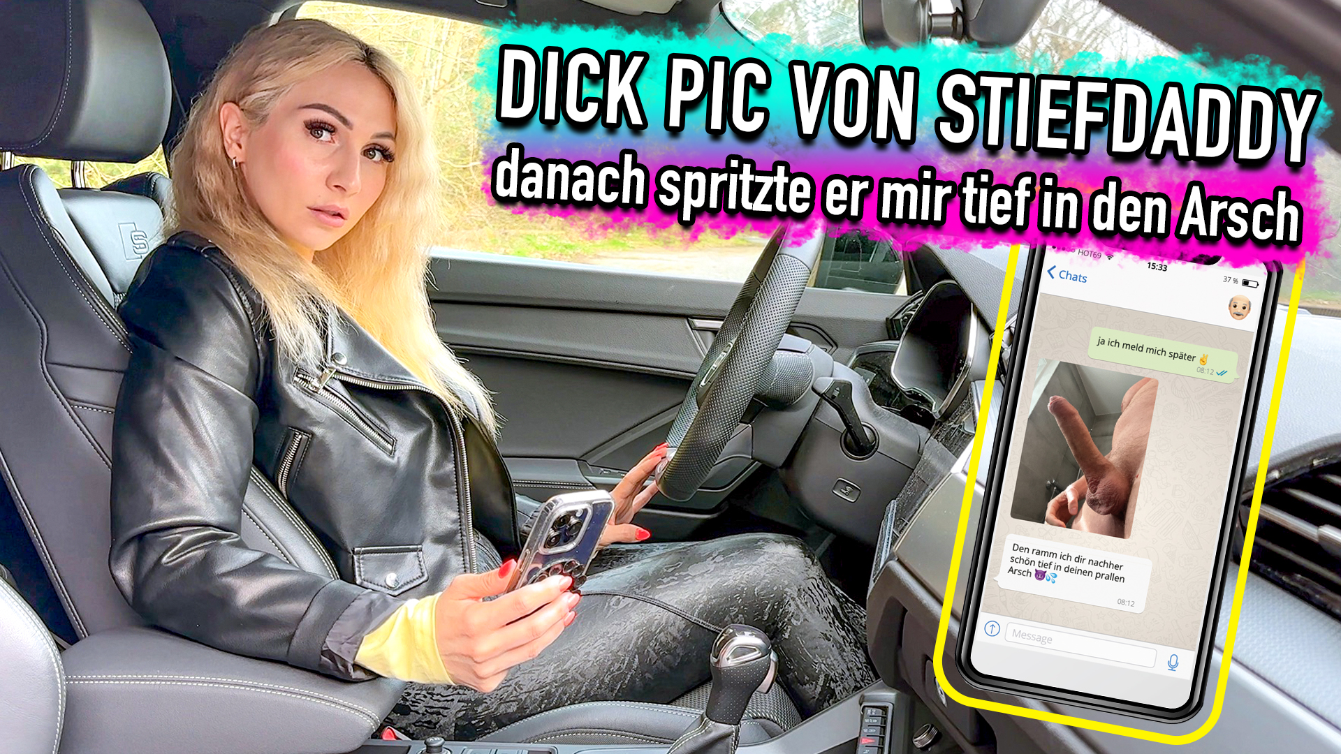 DICK PIC VON STIEFDADDY - danach spritzte er mir tief in den Arsch Ich wollte gerade losfahren, da klingelt mein Handy und ich bekam zwei Nachrichten. Ich dachte mir nichts dabei und als ich diese öffnete - OMG !!! Als erstes sah ich nur einen fetten harten Schwanz und darunter stand \