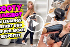 BOOTY CUMSHOT - In Leggings gefickt und auf den Arsch gespritzt! ab 25 Tattoos Blond Europäisch Rasiert Frau-Mann Lack/Latex/Leder AO Cumshot Körperbesamung Wetlook Leggings 