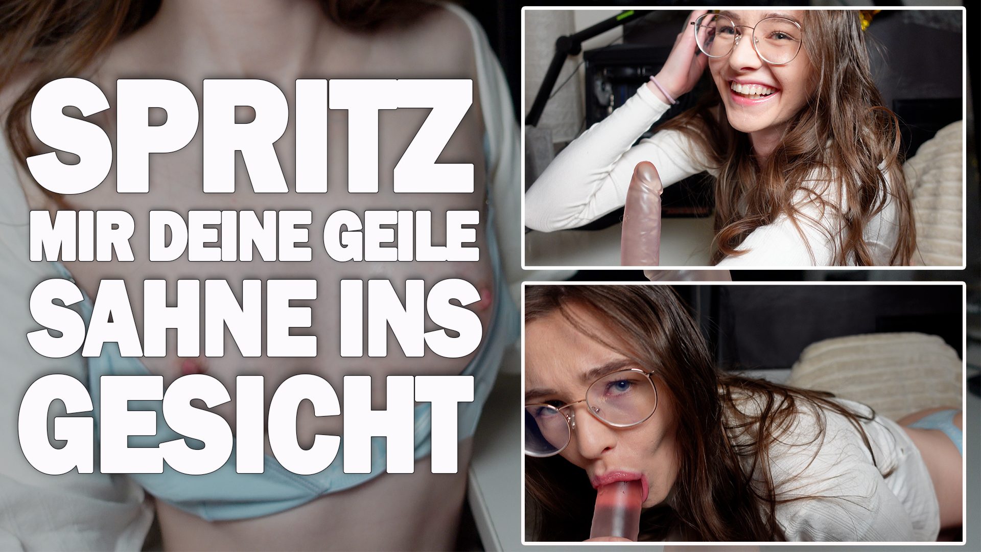 Brave Mädchen schlucken alles! Kein Schwanz zum Lutschen weit und breit, aber ich habe doch so Lust deinen Schwanz mit meinem Mund zu verwöhnen, Die Eichel zu Lutschen und den ganzen Schwanz zu saugen. Da muss mein Gummi Pimmel herhalten und ich zeige dir wie ich deinen Schwanz Lutsche! Eine kleine Titten-Fick darf natürlich nicht fehlen aber versprich mir das deine heiße Ficksahne in meinem Gesicht landet, wir wollen doch keinen Tropfen verschwenden