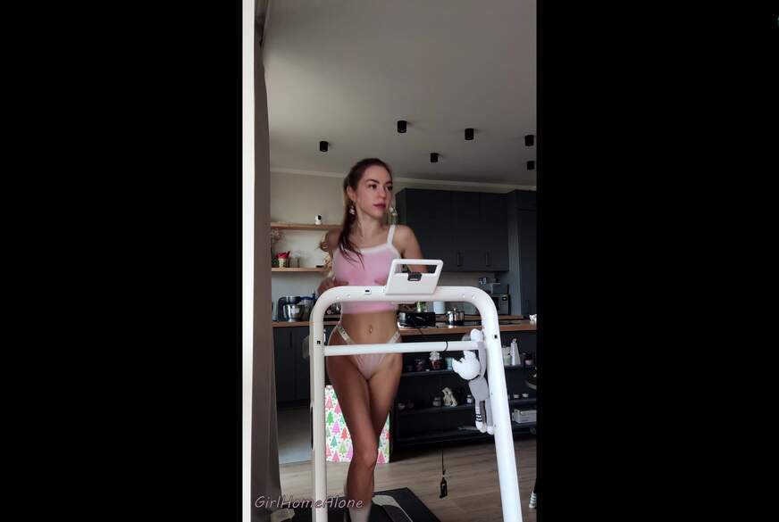 GirlHomeAlone: Sweaty Treadmill Workout My Panties Are Soaked