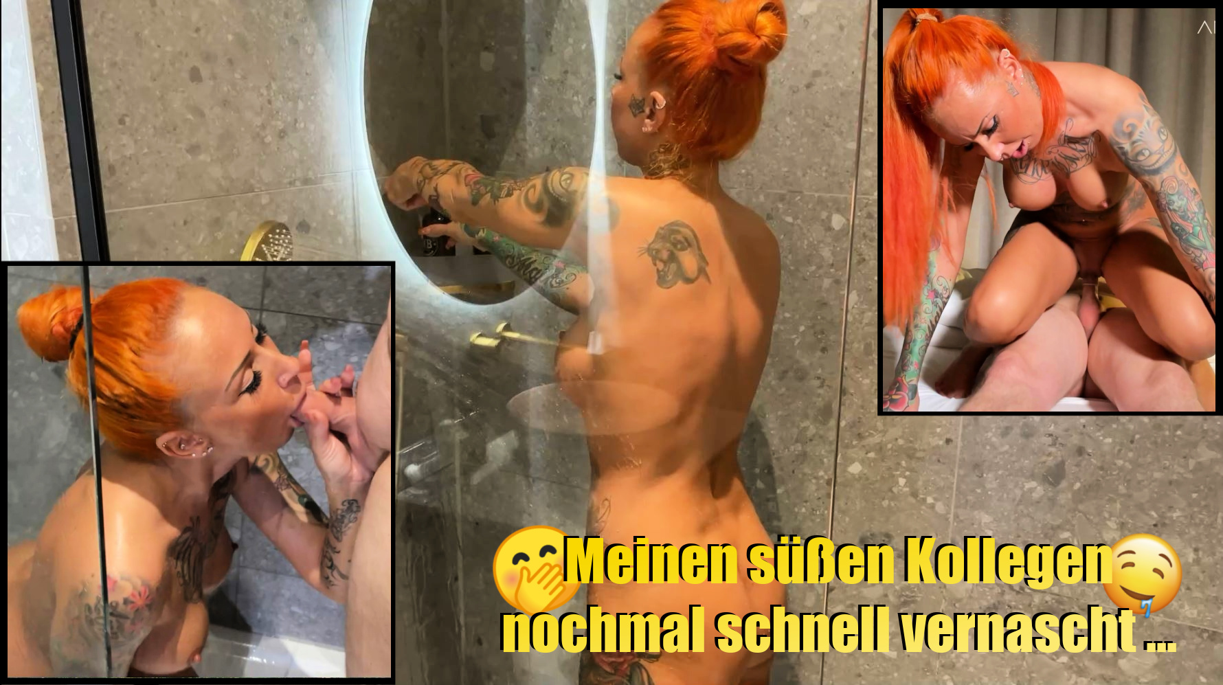 Nachdem mein Chef so ein kleines perverses Schweinchen ist, hab ich natürlich nicht damit gerechnet das es mit den Kollegen anders wäre ... beim Lehrgang hatte die ganze Mannschaft wohl maximalen Spaß xD Ich schließe mich da natürlich nicht aus *G* Kurz vorm CheckOut war ich noch ein bissel sporteln und mein sehr lieb gewonnener Kollege überraschte mich beim duschen ... is ja klar, das ich da nicht lang gezögert habe und mir mein leckeres Bett-Hupferl nochmal schnell hab munden lassen *G*