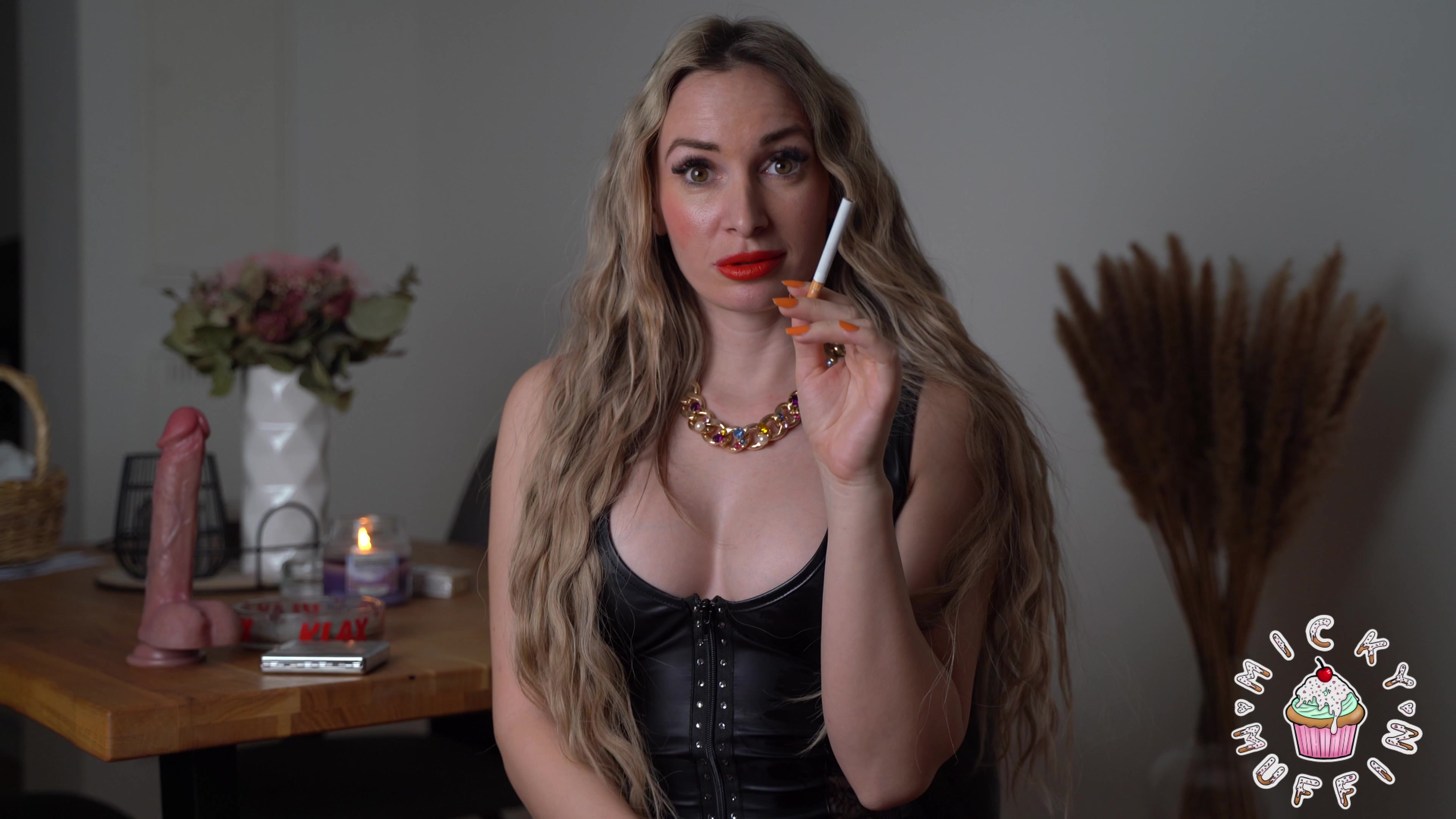 Stehst du auf rauechende Frauen? Dann schau mir zu, wie ich genüsslich an meiner Zigarette ziehe während du für mich deinen harten Prügel bearbeitest!